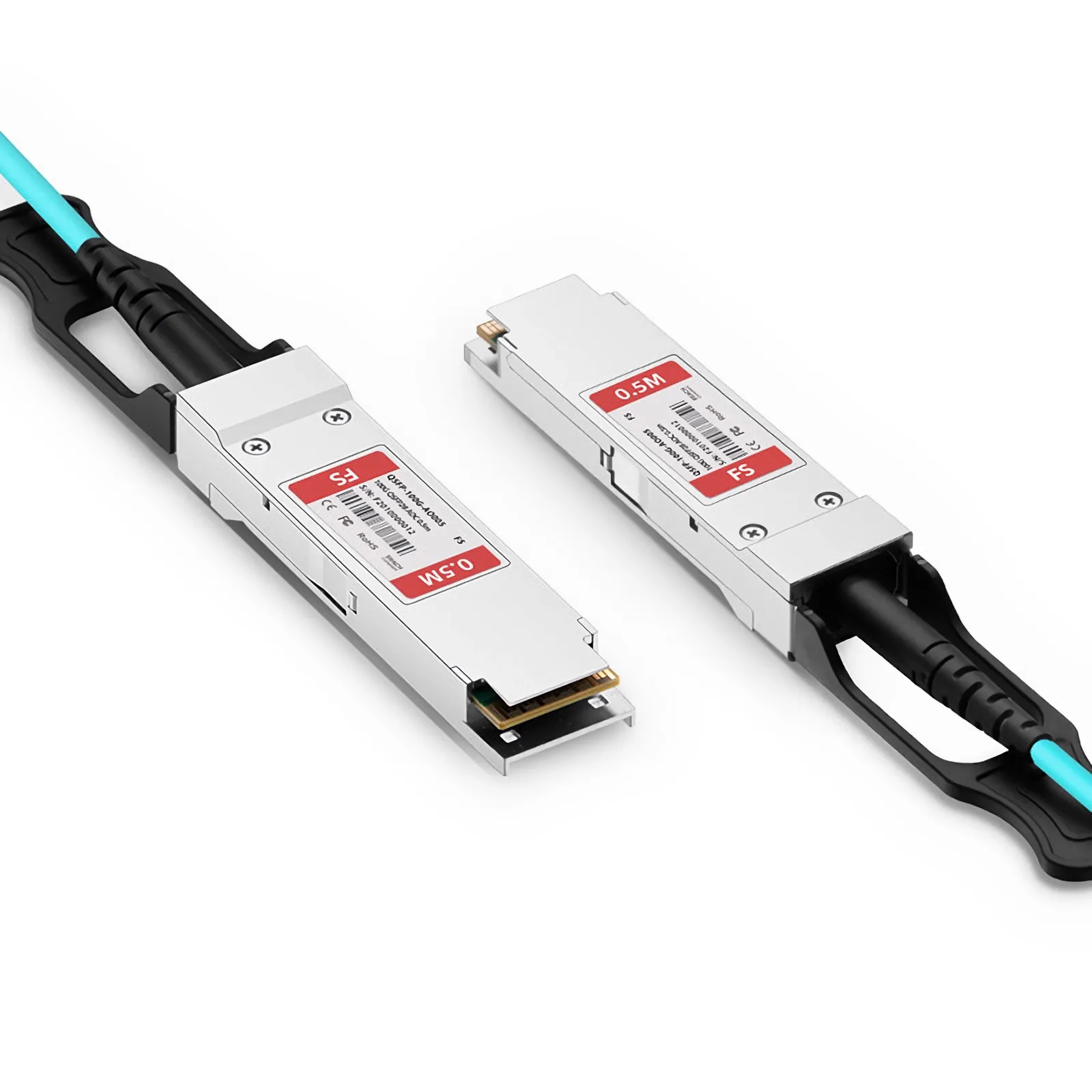 FSスイッチ対応 0.5m（2ft）100G QSFP28 4×25G NRZ アクティブ