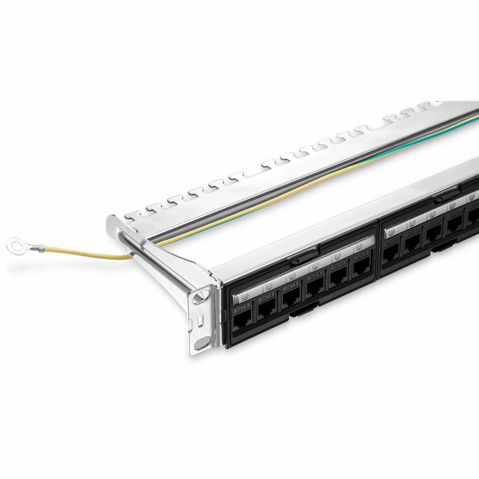 FDMP Cat6a Unshielded Coupler Recessed Patch Panel, 24-Port, 1RU