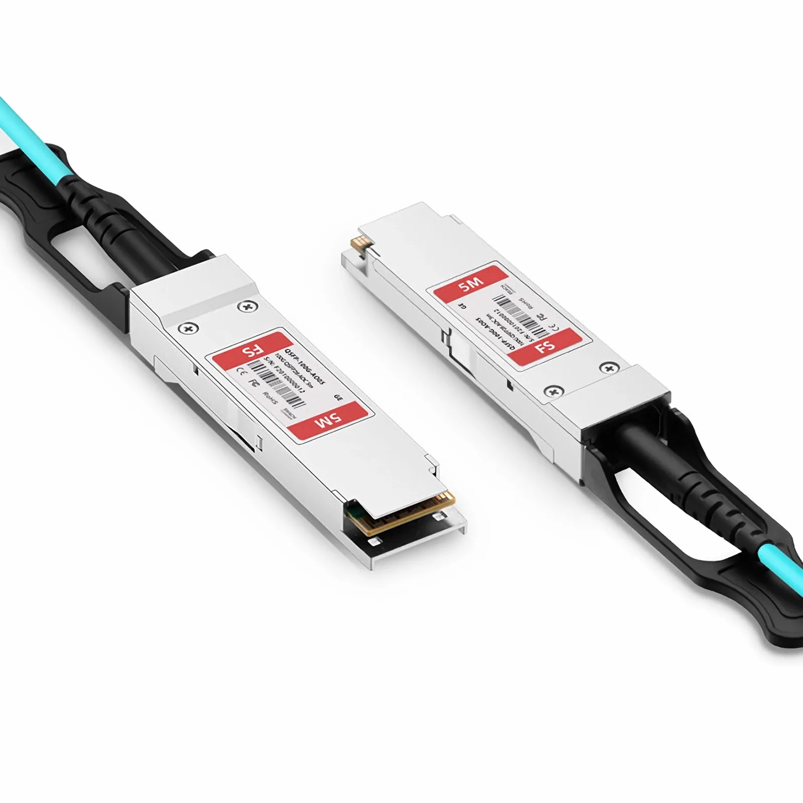 汎用互換、5m(16ft) 100G QSFP28 4 x 25G NRZ アクティブ光ケーブル