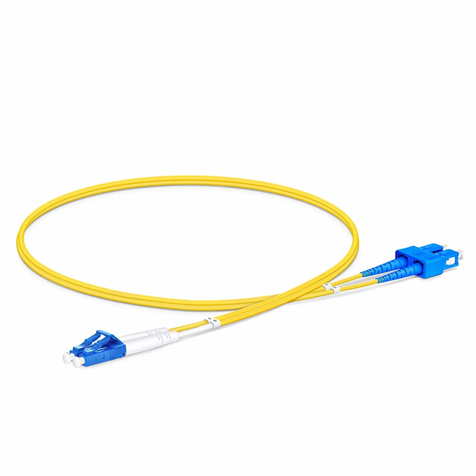 0.5m (1.6ft) Fiber Patch Cable, 2 Fibers, LC UPC Duplex to SC UPC