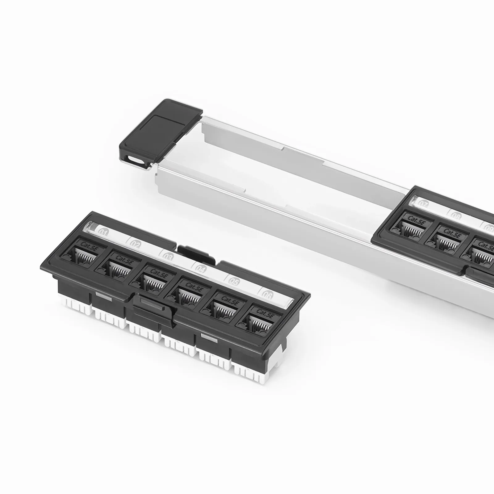 FDMP Cat5e 110-Style Unshielded Recessed Patch Panel, 24-Port, 1RU