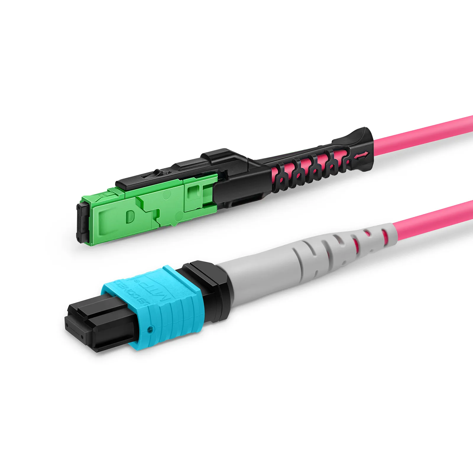 1m (3ft) MMC Breakout Cable, MMC-24 APC (Female) to 3 x MTP&reg;-8 UPC (Female), 24 Fibers, Multimode (OM4), Plenum (OFNP), 0.35dB Max, Jumper Polarity, Magenta