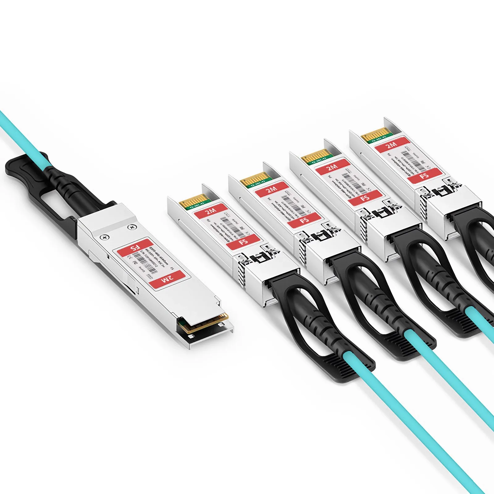 40G QSFP+ to 4 SFP+ Breakout Active Optical Cable 2m - FS.com