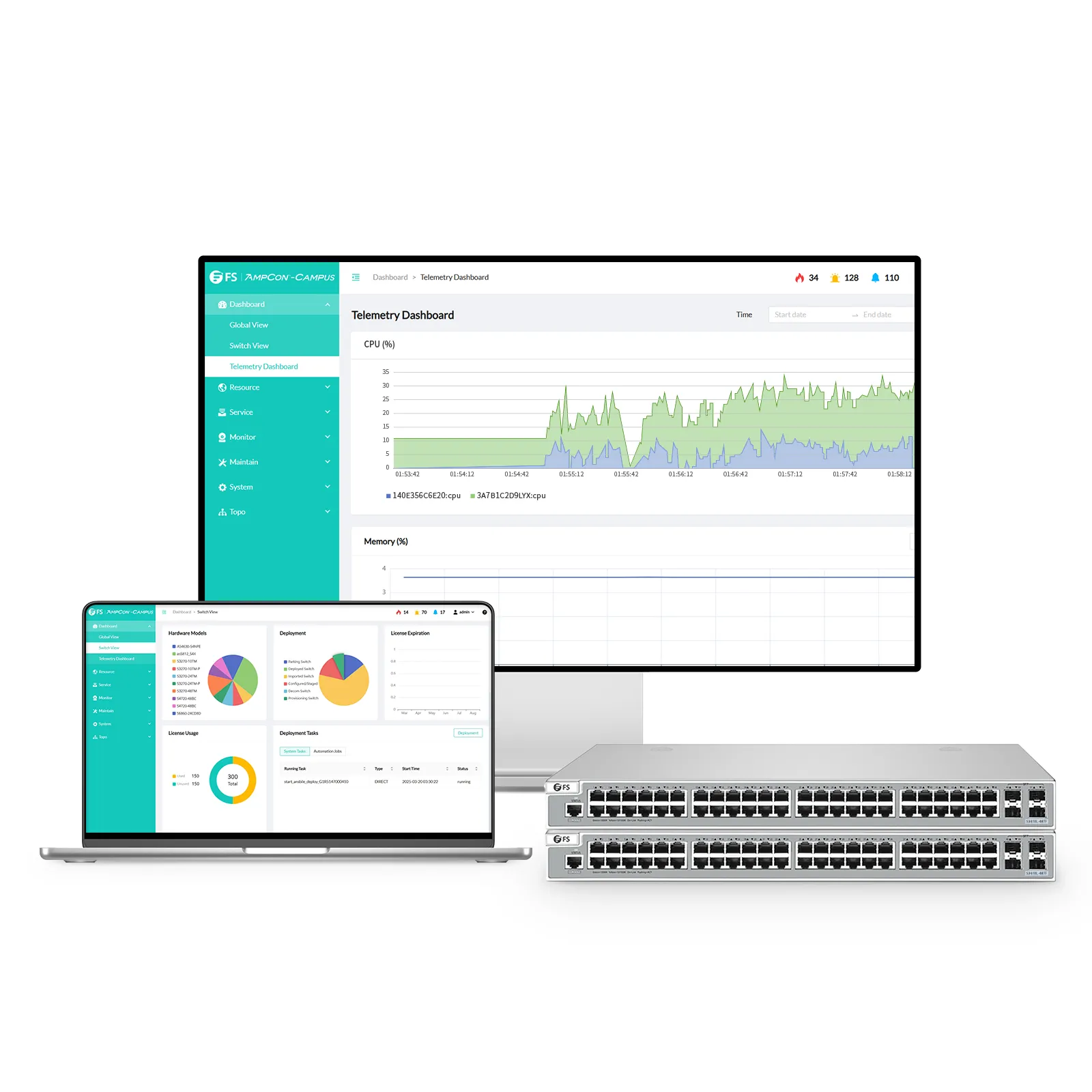 This picture is about S3410L-48TF Ampcon-Campus管理图.