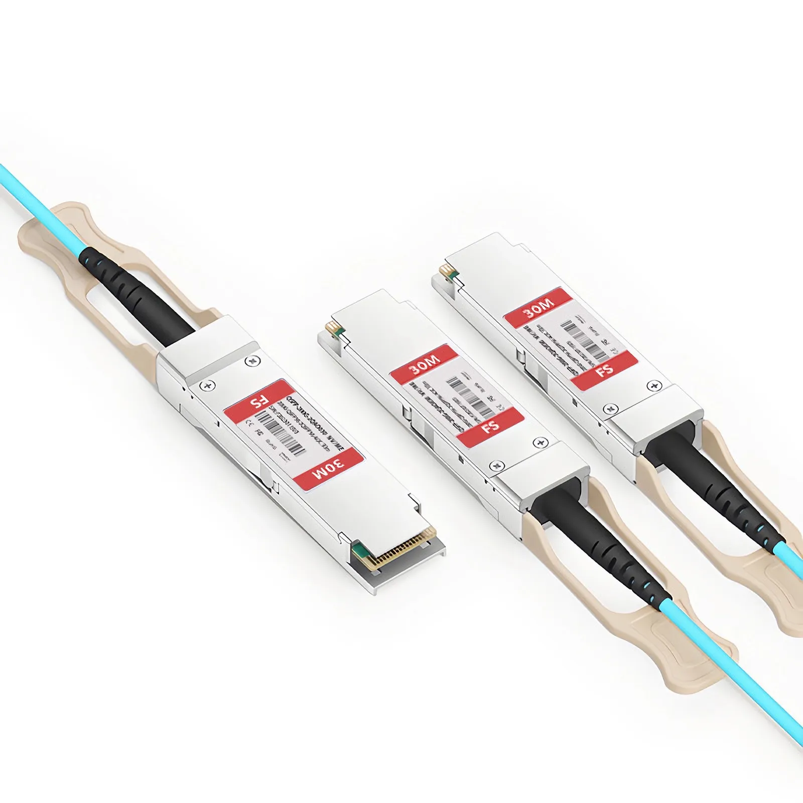 30m (98ft) NVIDIA/Mellanox MFS1S50-V030E Compatible 200G QSFP56 4 x 50G PAM4 to 2 x 100G QSFP56 2 x 50G PAM4 Ethernet Active Optical Breakout Cable
