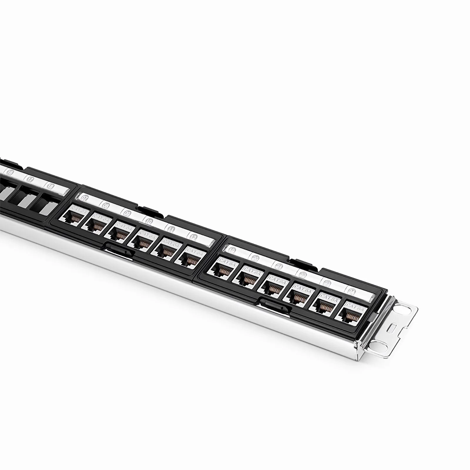 FDMP Cat6a 110-Style Shielded Recessed Patch Panel, 24-Port, 1RU, Cable Management Bar Included