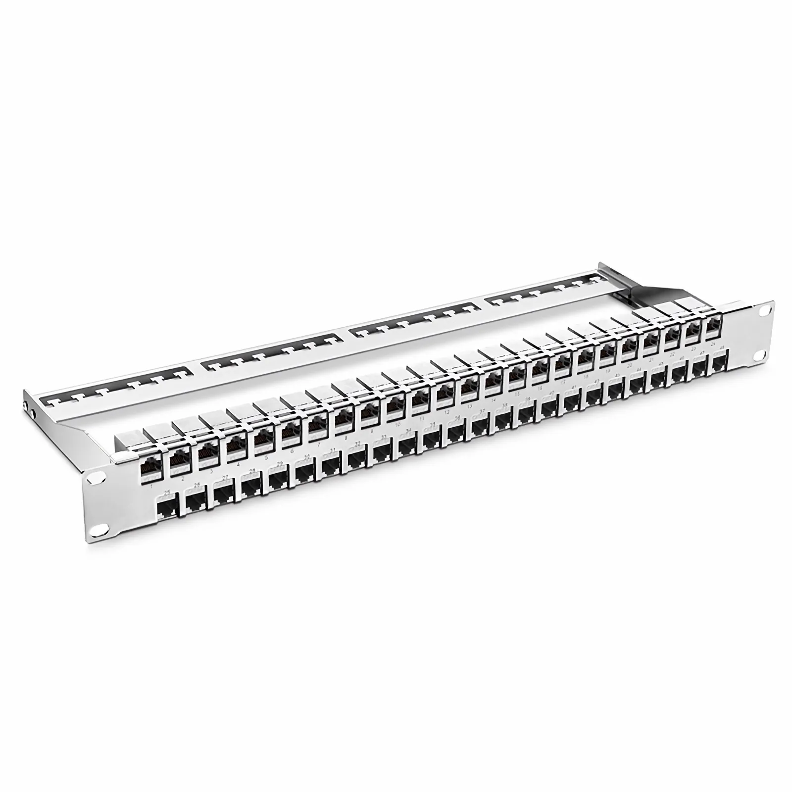 KP様 FDMP Cat6a Shielded Coupler Flat Patch Panel, 48-Port, 1RU, Cable