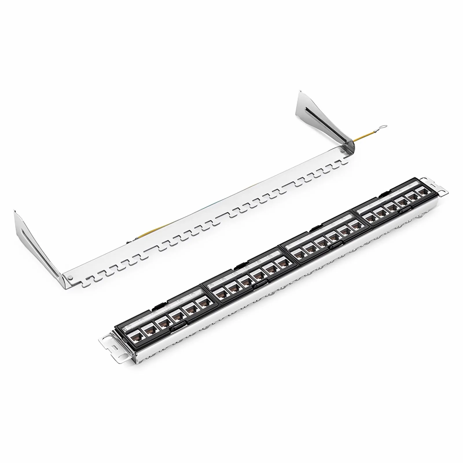 FDMP Cat6a 110-Style Shielded Recessed Patch Panel, 24-Port, 1RU
