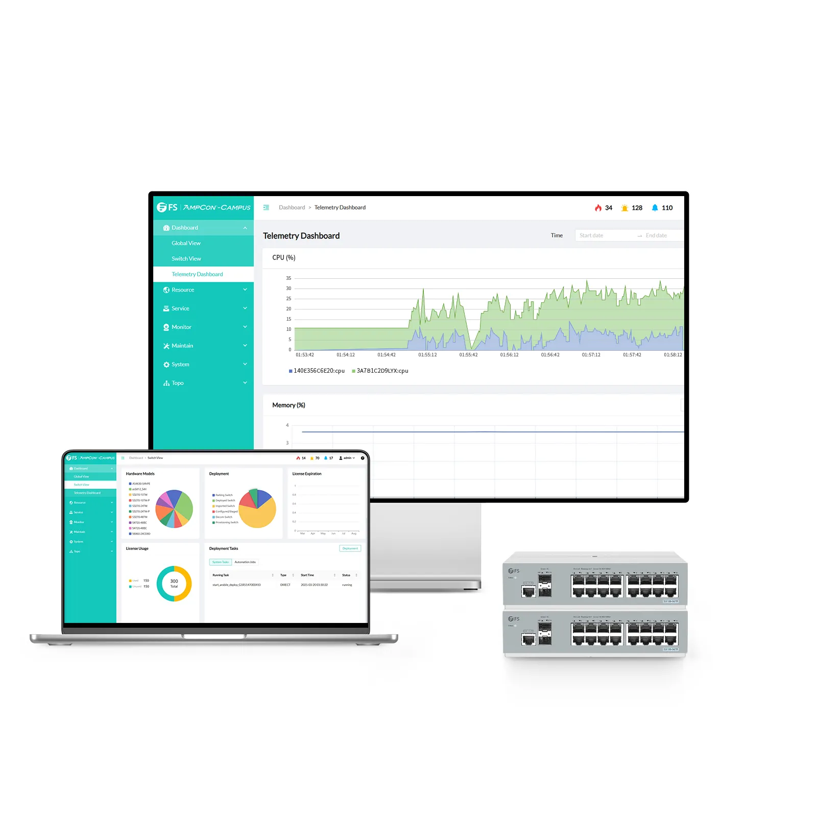 This picture is about S3410C-16TF Ampcon-Campus管理图.