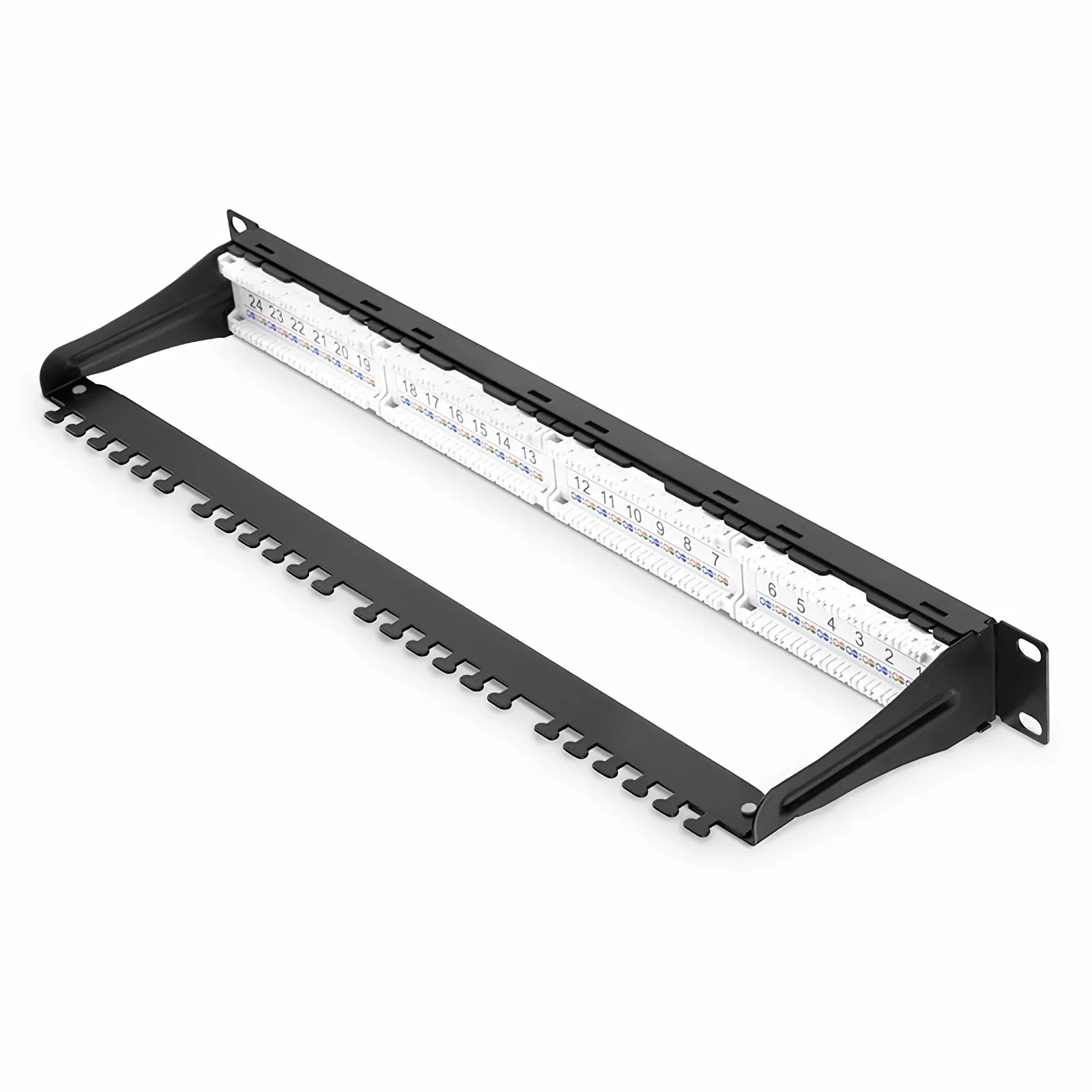 Cat6a 110-Style Unshielded Patch Panel, 24-Port, 1RU, Cable