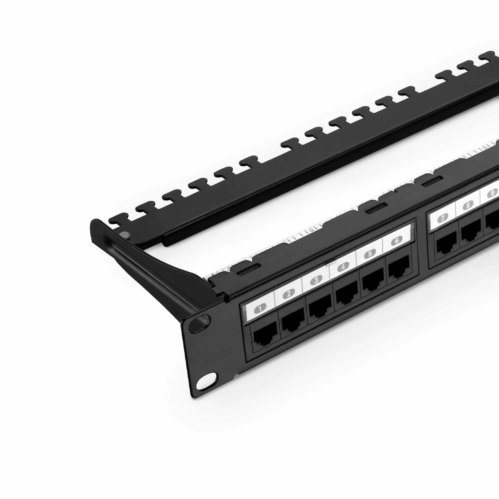Cat6a 110-Style Unshielded Patch Panel, 24-Port, 1RU, Cable