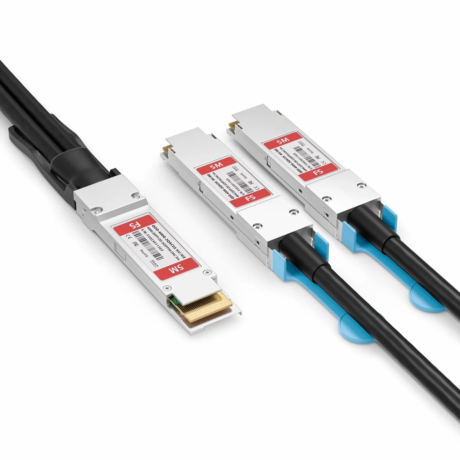 5m (16ft) NVIDIA/Mellanox Compatible 400G QSFP-DD 8 x 50G PAM4 to 2 x 200G QSFP56 4 x 50G PAM4 Ethernet Active Copper Breakout Cable