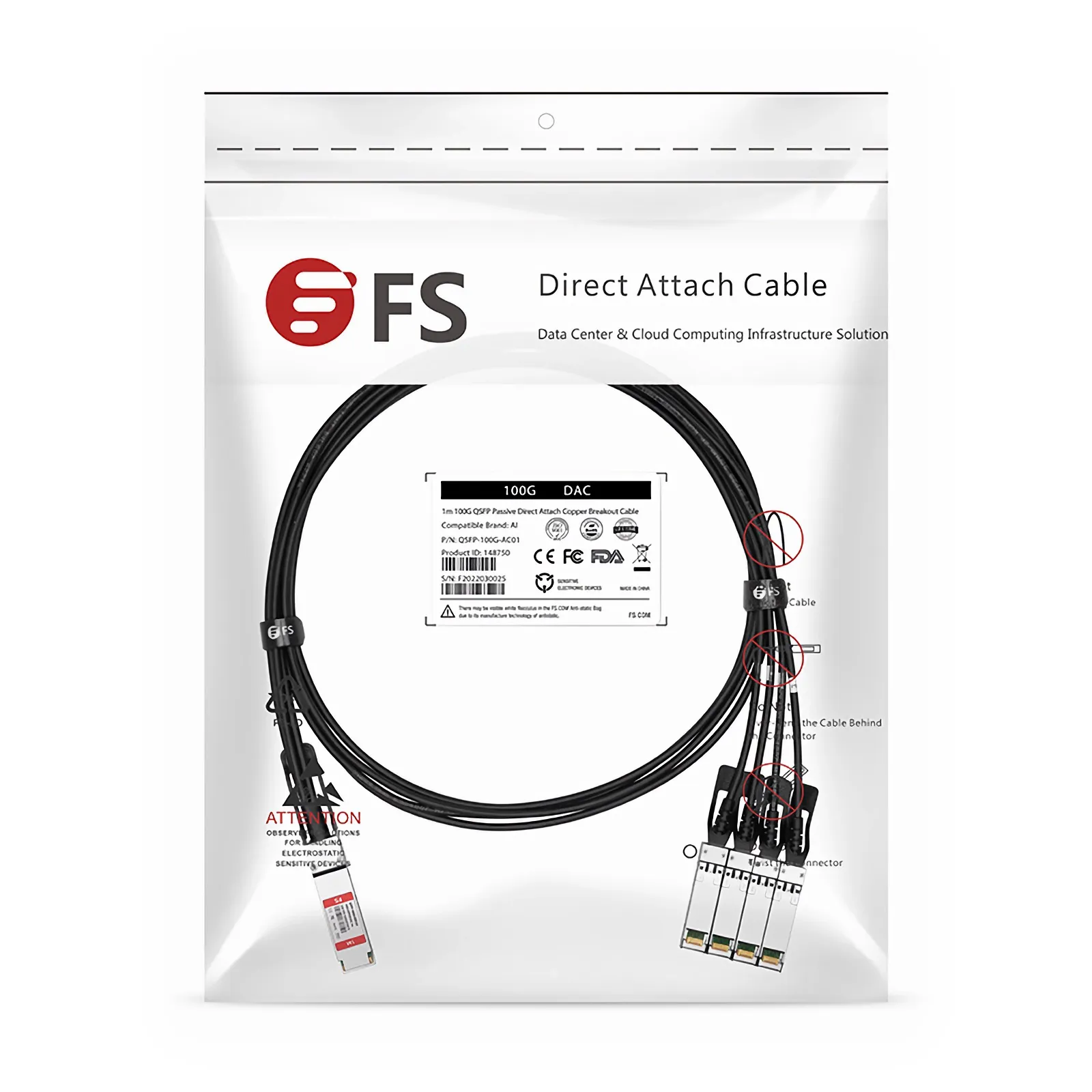 2.5m (8ft) Generic Compatible 100G QSFP28 4 x 25G NRZ to 4 x 25G 2.5m (8ft) Generic Compatible 100G QSFP28 4 x 25G NRZ to 4 x 25G