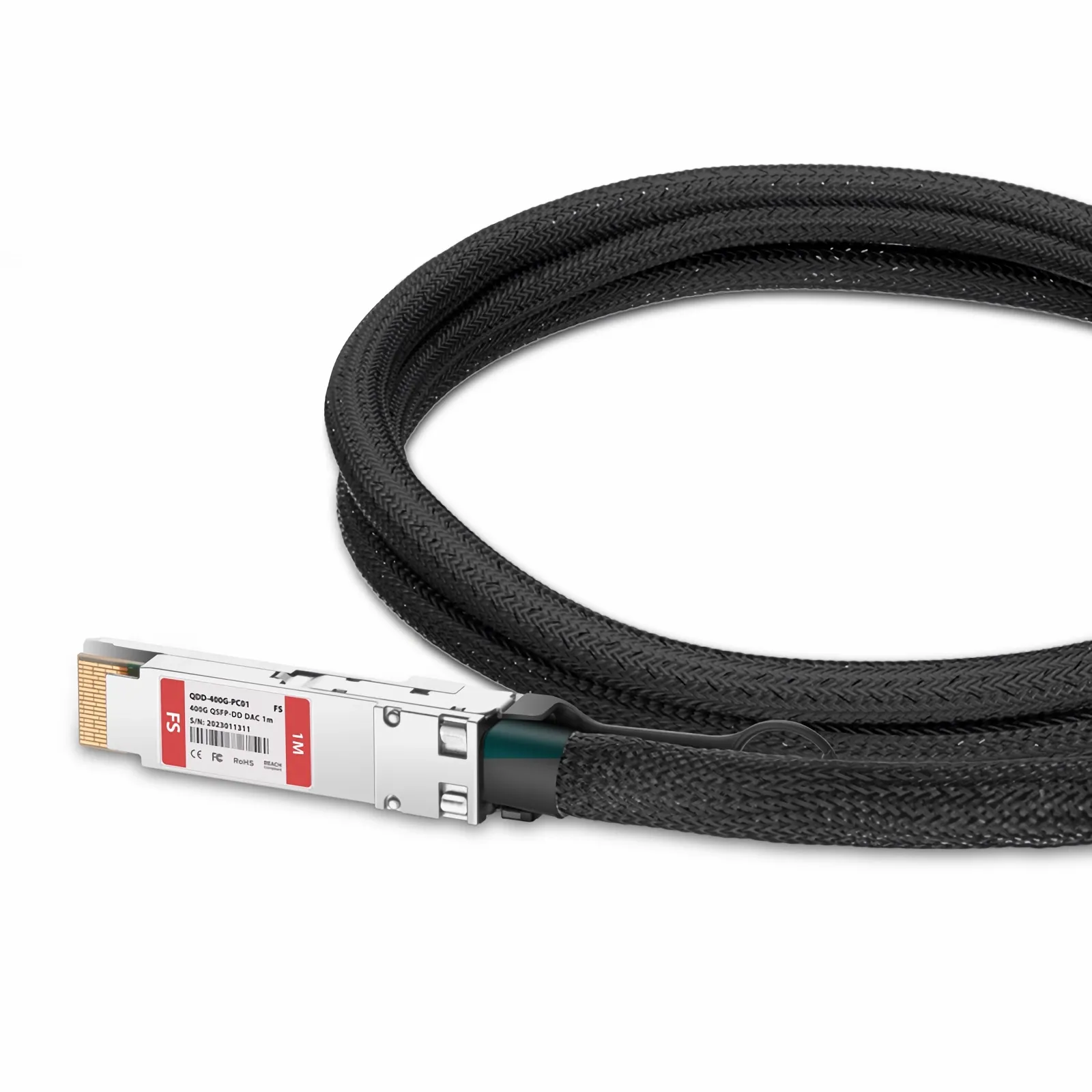 1m (3ft) 400G QSFP-DD 8 x 50G PAM4 Passive Copper Twinax Cable for