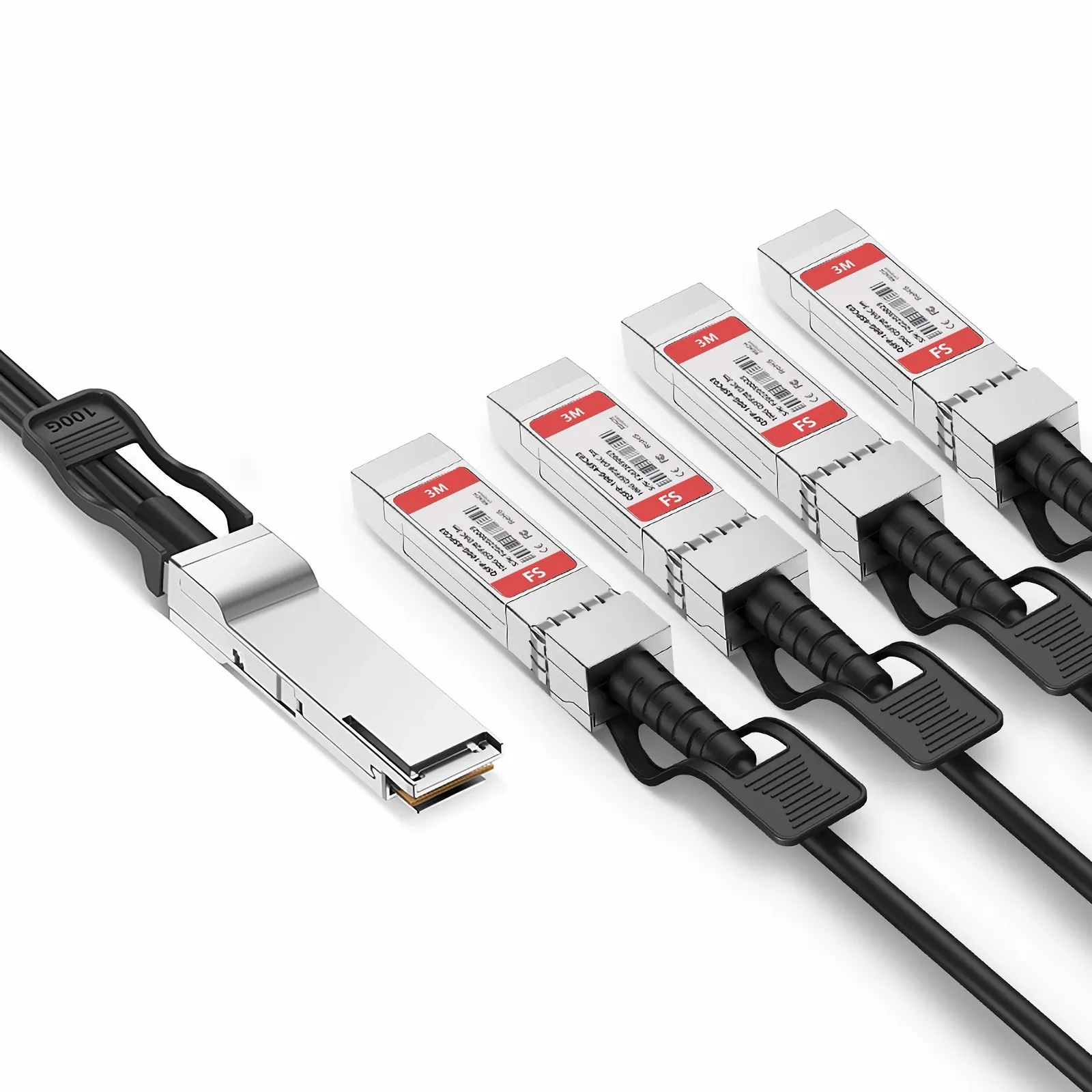 3m (10ft) Cisco QSFP-4SFP25G-CU3M Compatible 100G QSFP28 4 x 25G NRZ to 4 x 25G SFP28 NRZ Passive Copper Breakout Cable