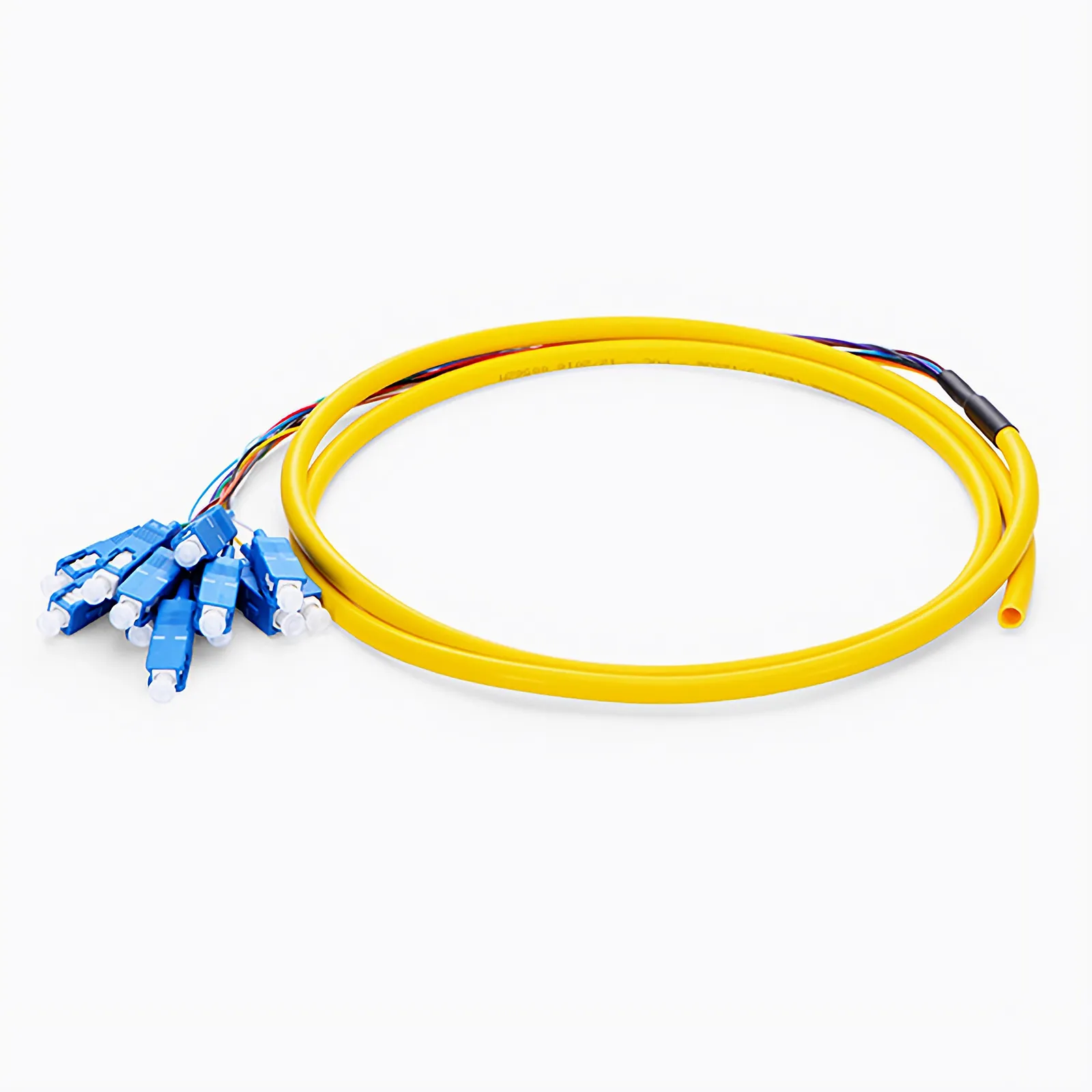 1.5m (5ft) Fiber Pigtail, SC UPC to Unterminated, 12 Fibers, Bunch, OS2 Single Mode, PVC (Unrated), 0.9mm, Yellow