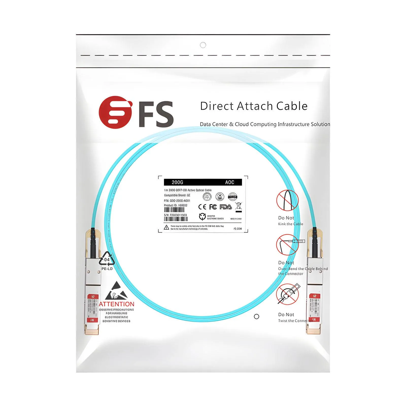 1m(3ft) Dell互換 200G QSFP-DDアクテイブ光ケーブル(AOC) - FS JAPAN