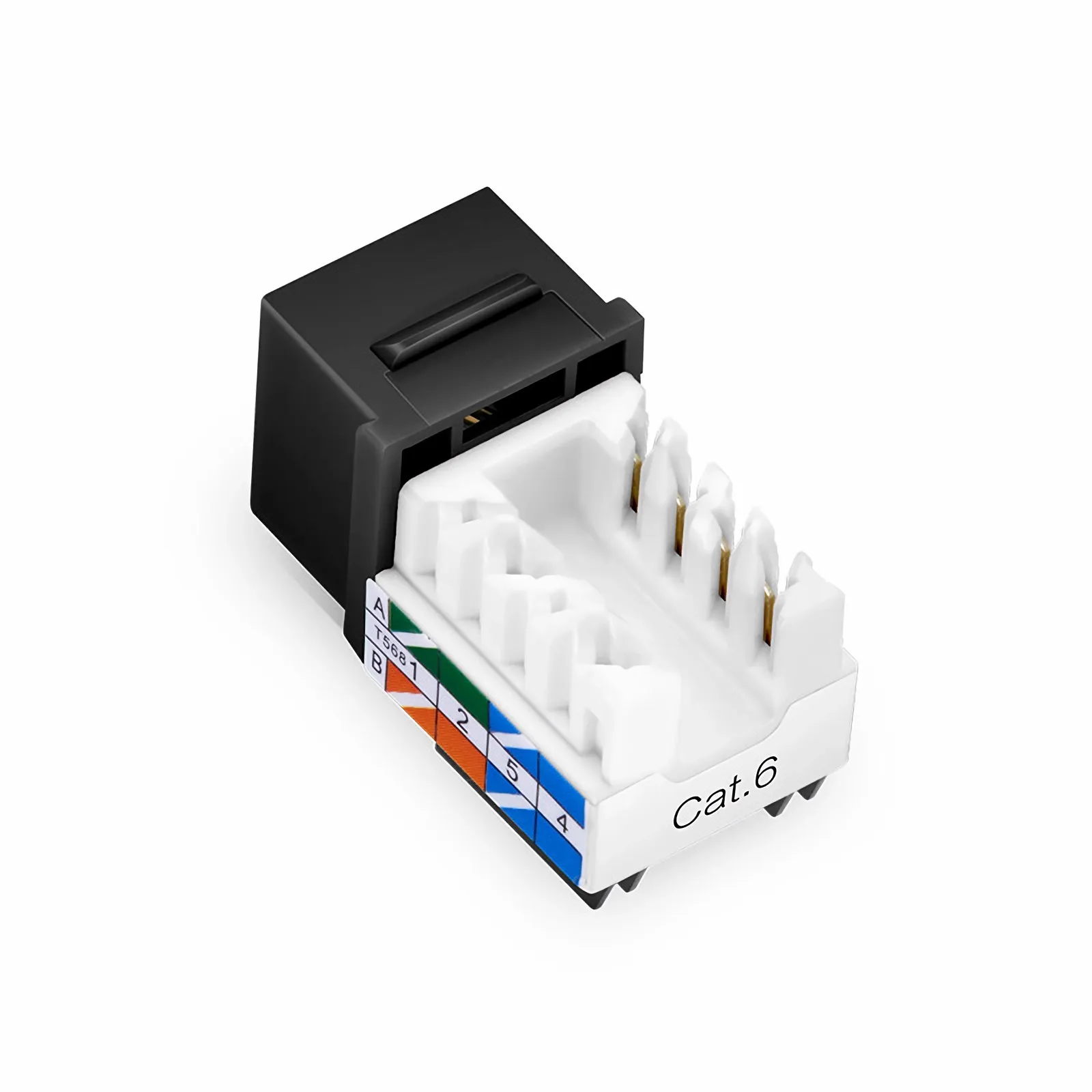Cat6 RJ45 (8P8C) Unshielded Punch Down Keystone Jack Module, Black