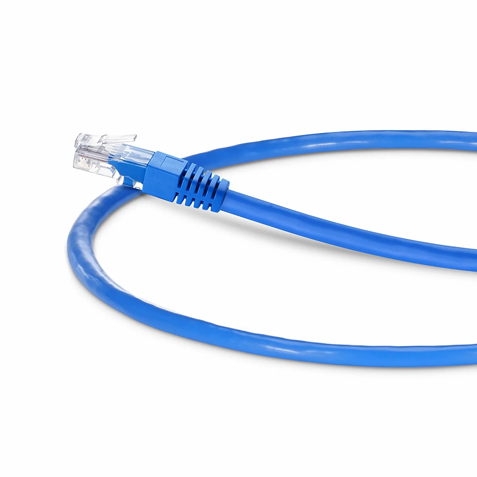 1ft (0.3m) 90 Degree Cat6 26AWG Snagless Unshielded (U/UTP) PVC CM Ethernet Network Patch Cable, RJ45 Right Angle Down Male to RJ45 Male, Blue