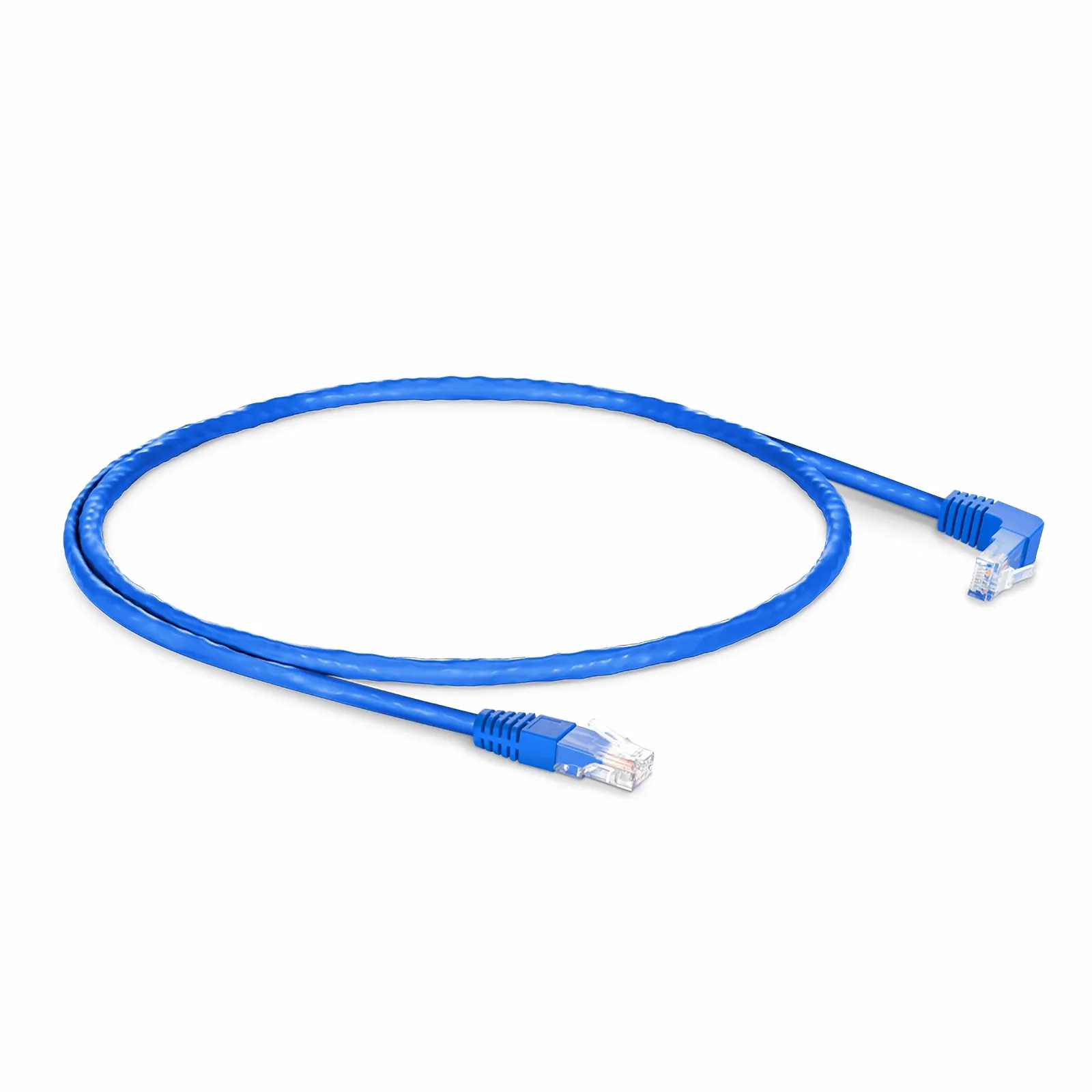 1ft (0.3m) 90 Degree Cat6 26AWG Snagless Unshielded (U/UTP) PVC CM Ethernet Network Patch Cable, RJ45 Right Angle UP Male to RJ45 Male, Blue