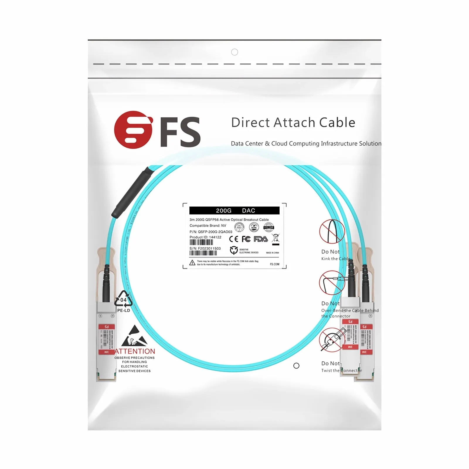 3m (10ft) NVIDIA/Mellanox MFS1S50-H003V Compatible 200G QSFP56 to