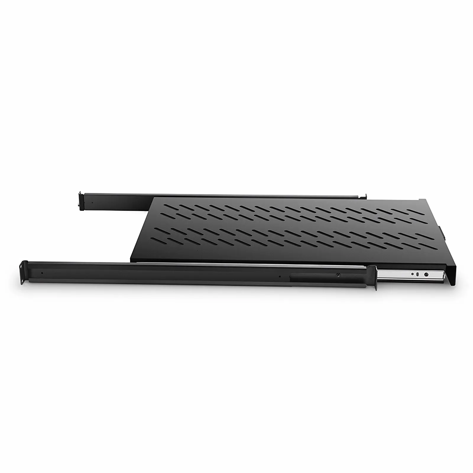 1U Adjustable Sliding Shelf with 650mm-950mm Mounting Depth and 132.28lbs (60kg) Capacity, with Handle