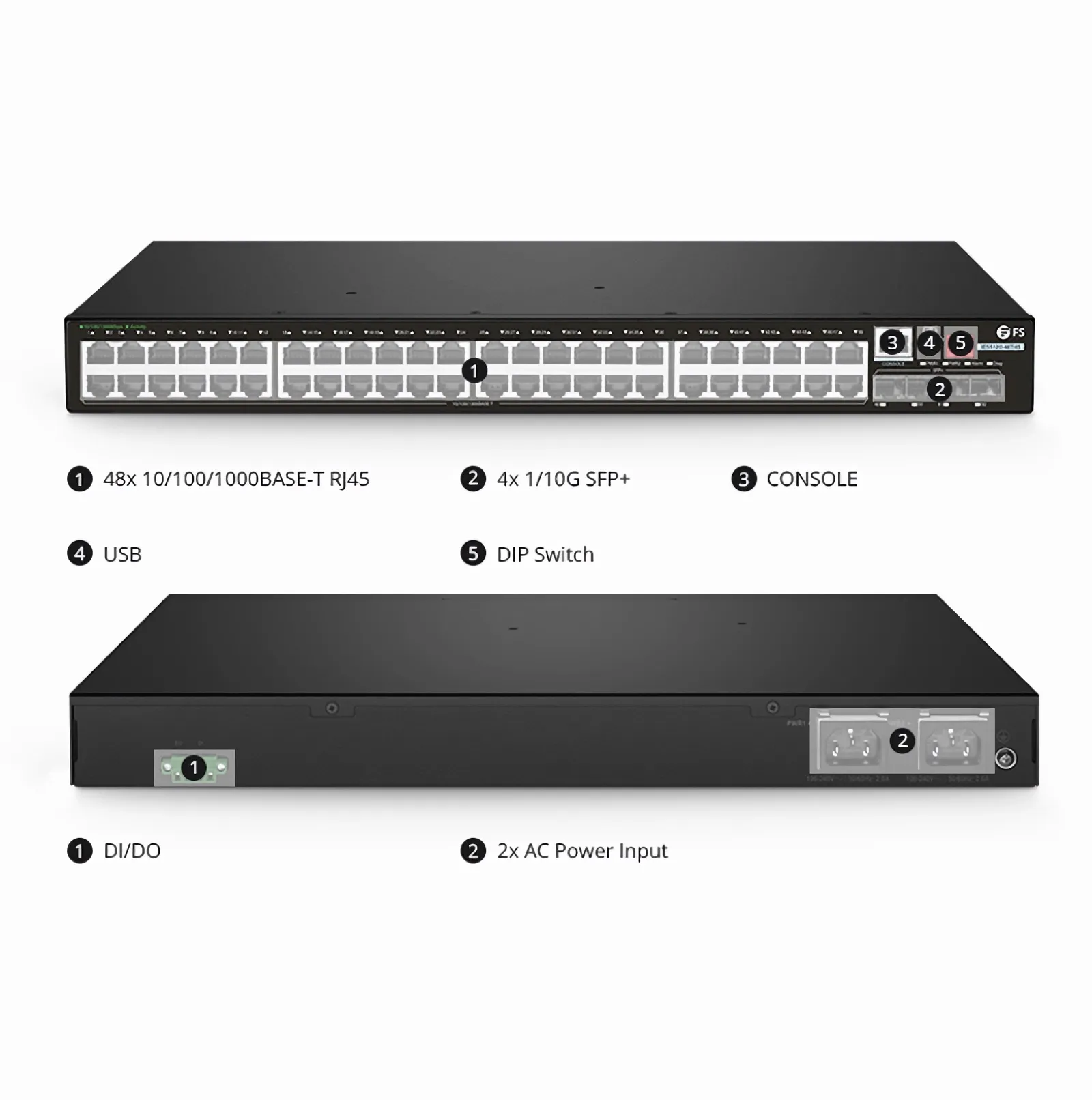 IES5120-48T4S, 48-Port Gigabit Ethernet L2+ Managed Industrial Switch, 48 x 10/100/1000BASE-T, with 4 x 1/10Gb SFP+, -40 to 75&deg;C Operating Temperature