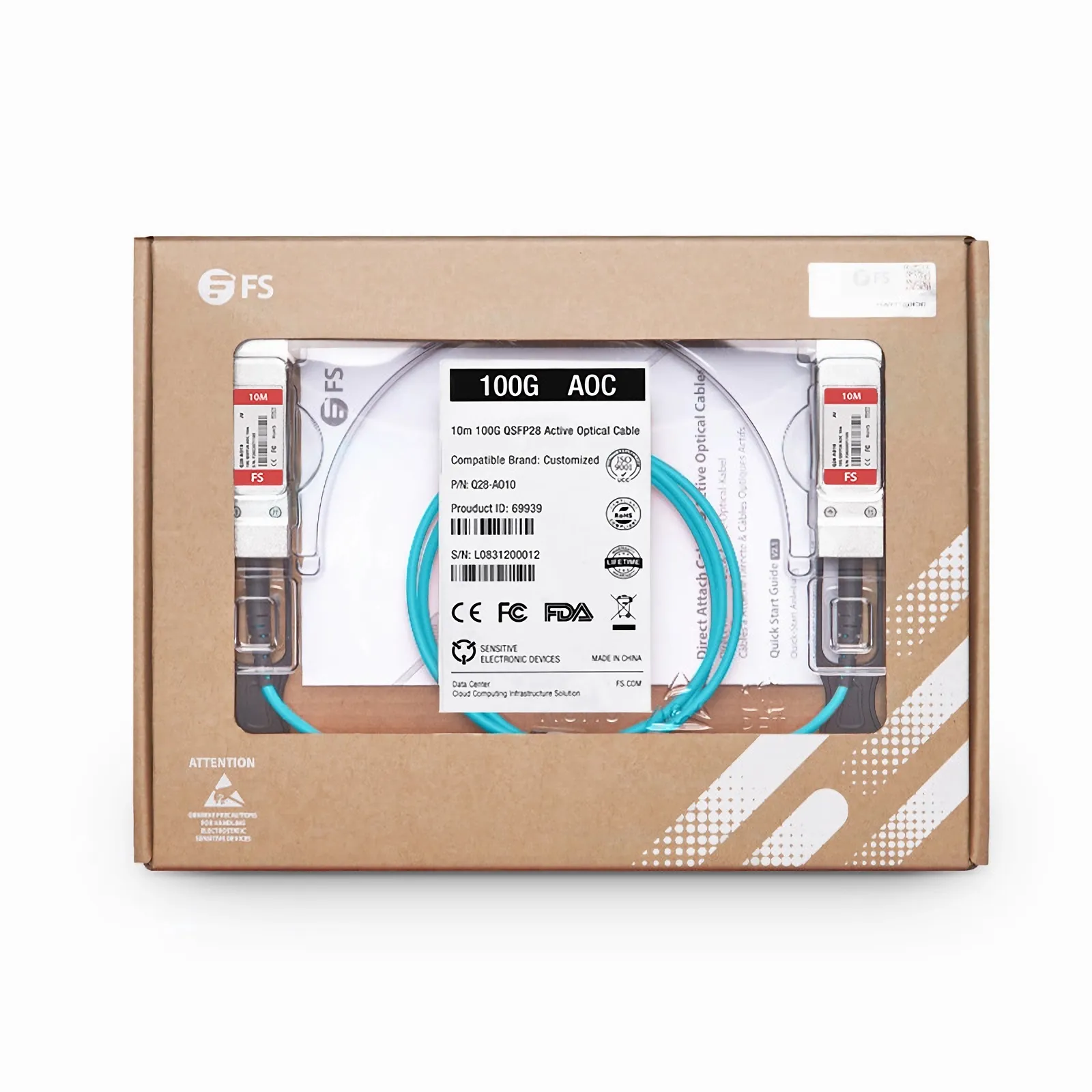 Juniper JNP-QSFP28-AOC-10M 100G QSFP28 Active Optical Cable - FS.com