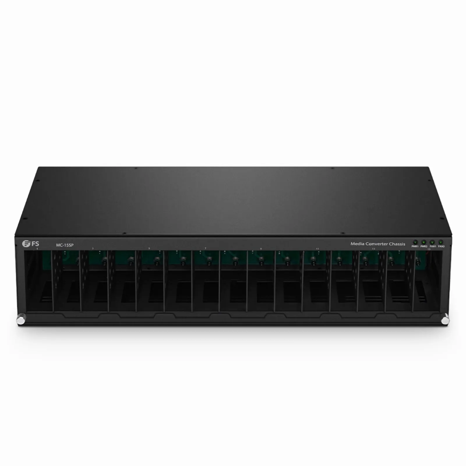 15スロット メディアコンバータシャーシ、19インチラックマウント