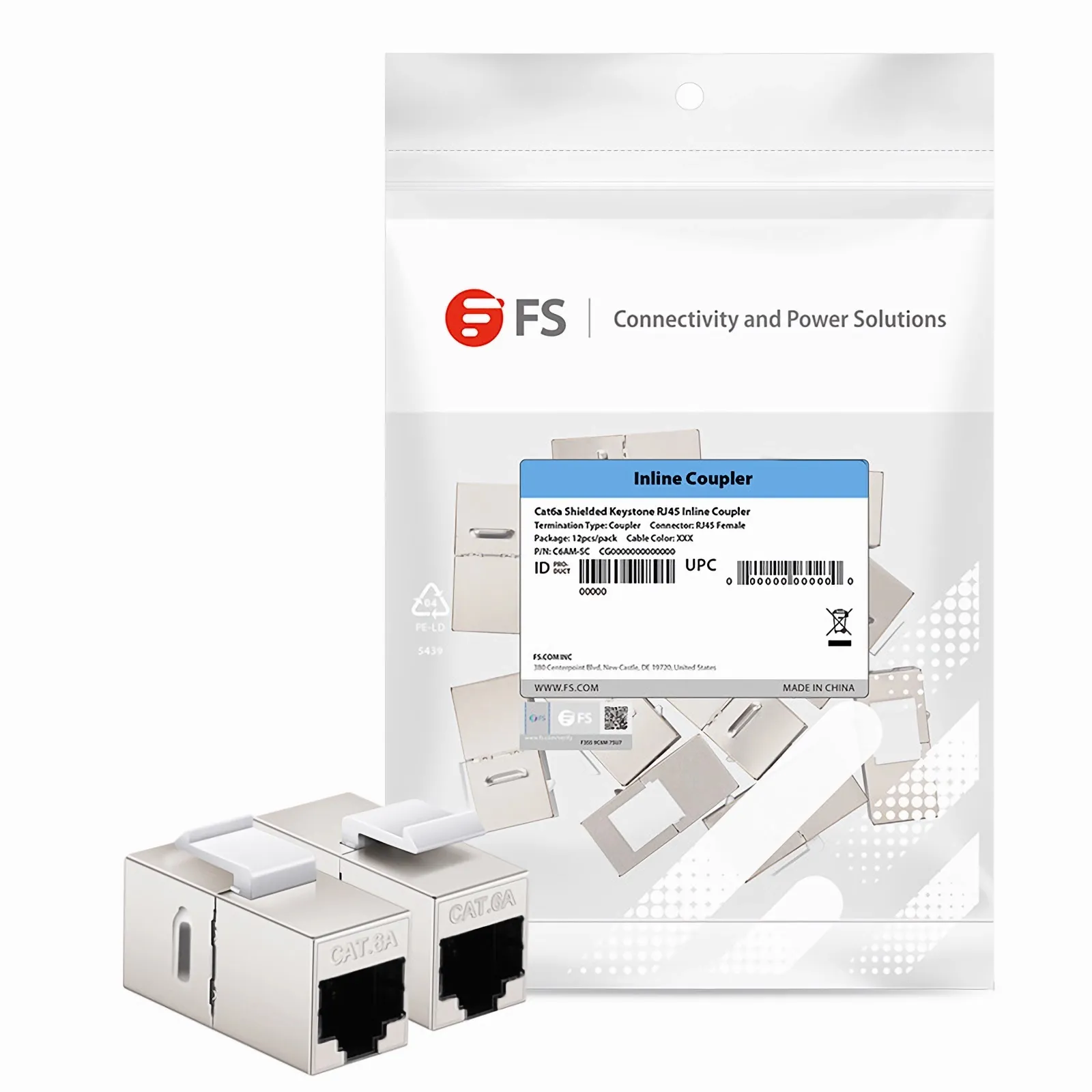 Cat6a キーストーン RJ45 カプラー、シールド付き、メス - メス