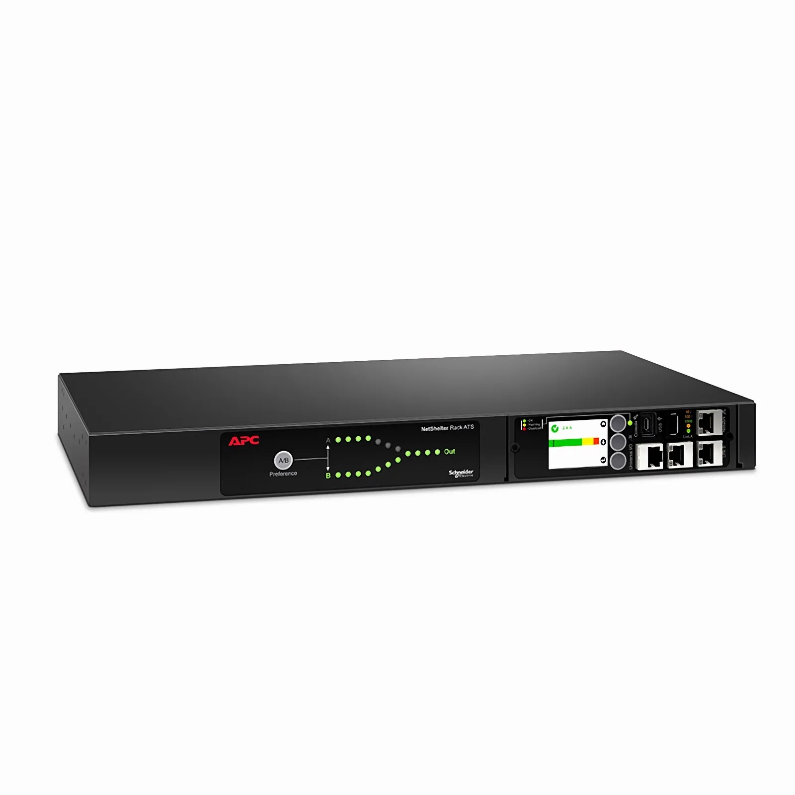 APC&reg; NetShelter Rack Automatic Transfer Switch, 1U, 20A, 208V, 2 C20 IN, 8 C13, 1 C19 OUT