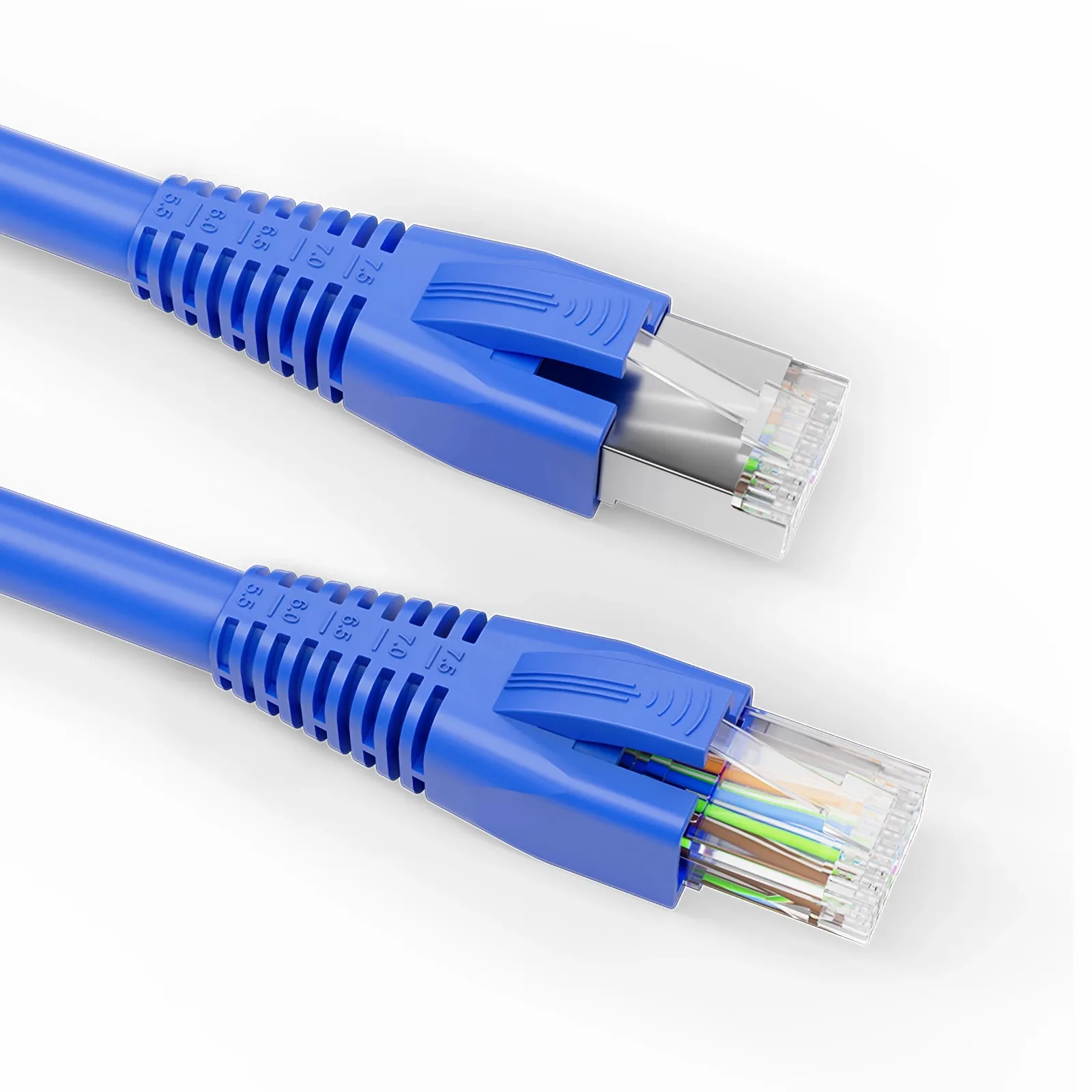 DIY RJ45 Strain Relief Boots, 5.5-7.5 mm OD for Cat5e/Cat6/Cat6a/Cat7/Cat8 Ethernet Cables, Blue, 50PCS/Pack