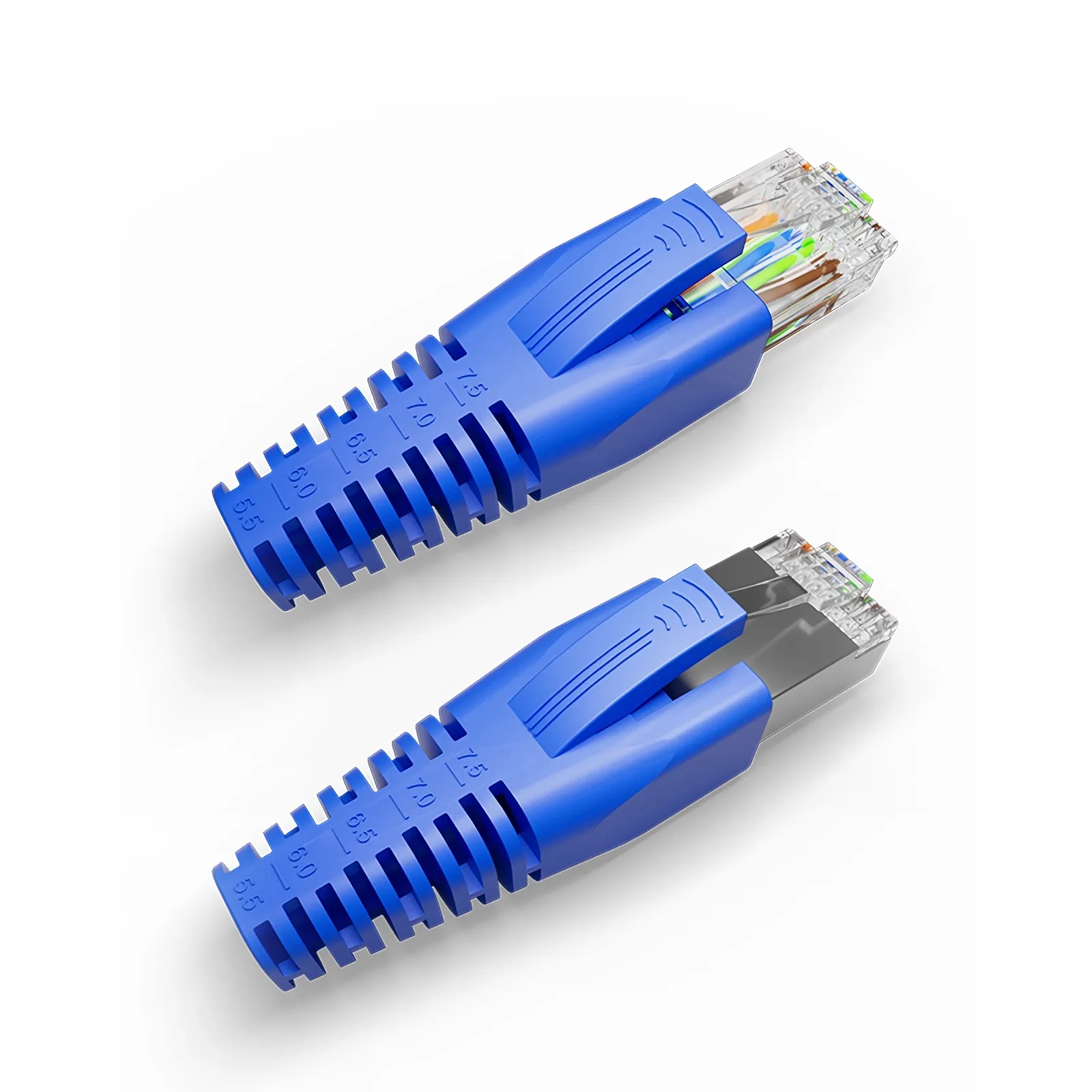 DIY RJ45 Strain Relief Boots, 5.5-7.5 mm OD for Cat5e/Cat6/Cat6a/Cat7/Cat8 Ethernet Cables, Blue, 50PCS/Pack