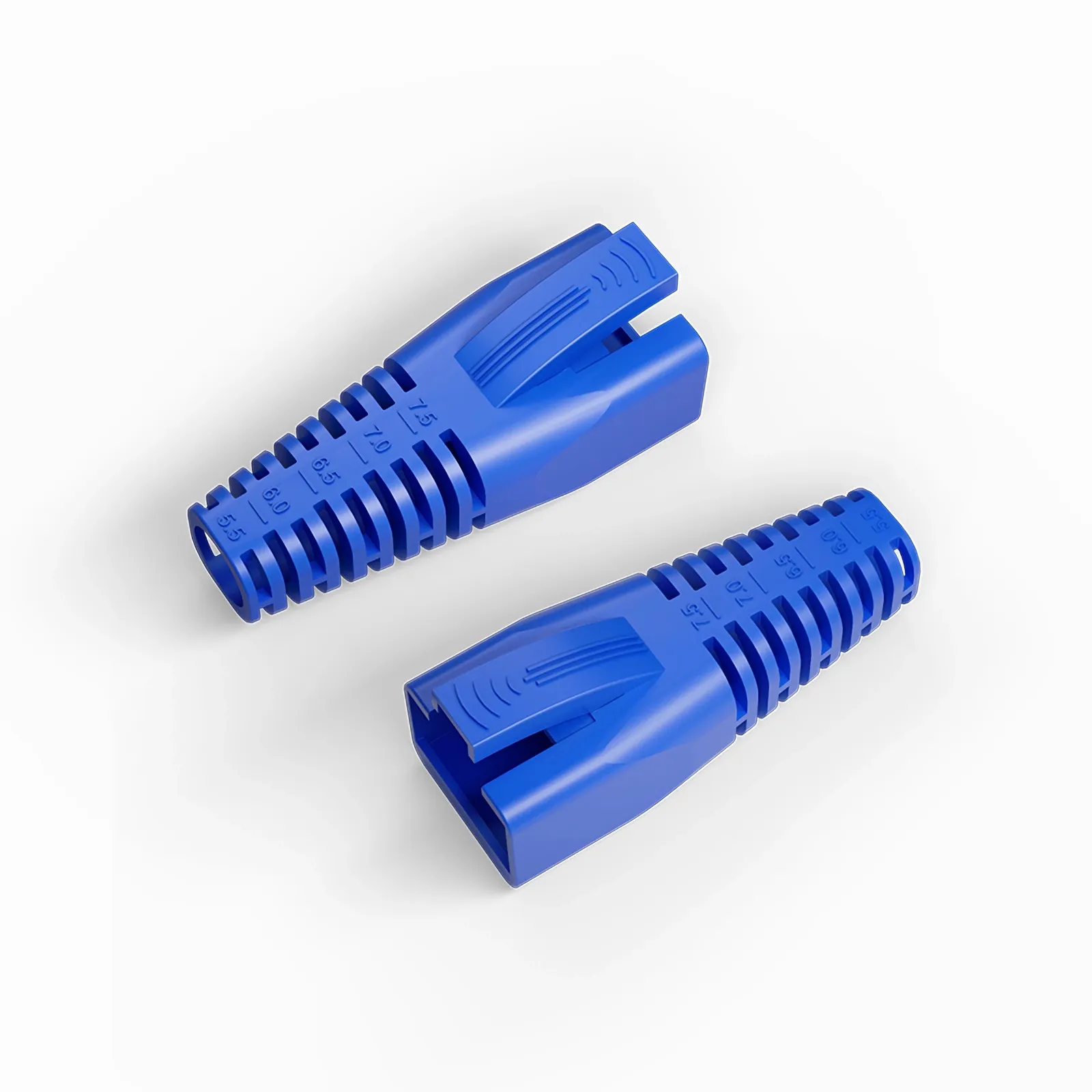 DIY RJ45 Strain Relief Boots, 5.5-7.5 mm OD for Cat5e/Cat6/Cat6a/Cat7/Cat8 Ethernet Cables, Blue, 50PCS/Pack