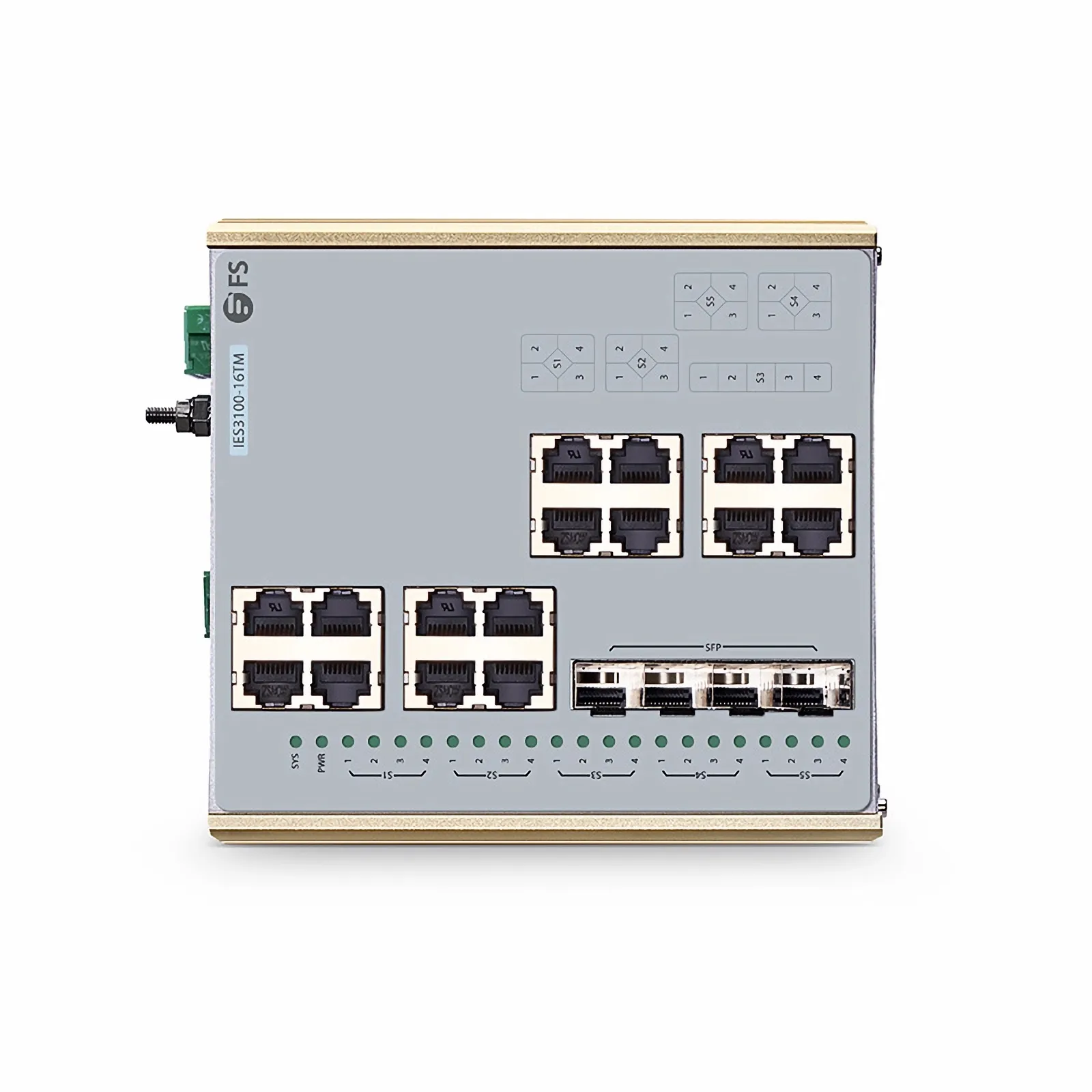 IES3100-16TM, 16-Port Gigabit Ethernet L2 Managed Industrial Switch, 16 x 10/100/1000BASE-T, with 4 x 1/2.5Gb SFP, -40 to 85&deg;C Operating Temperature