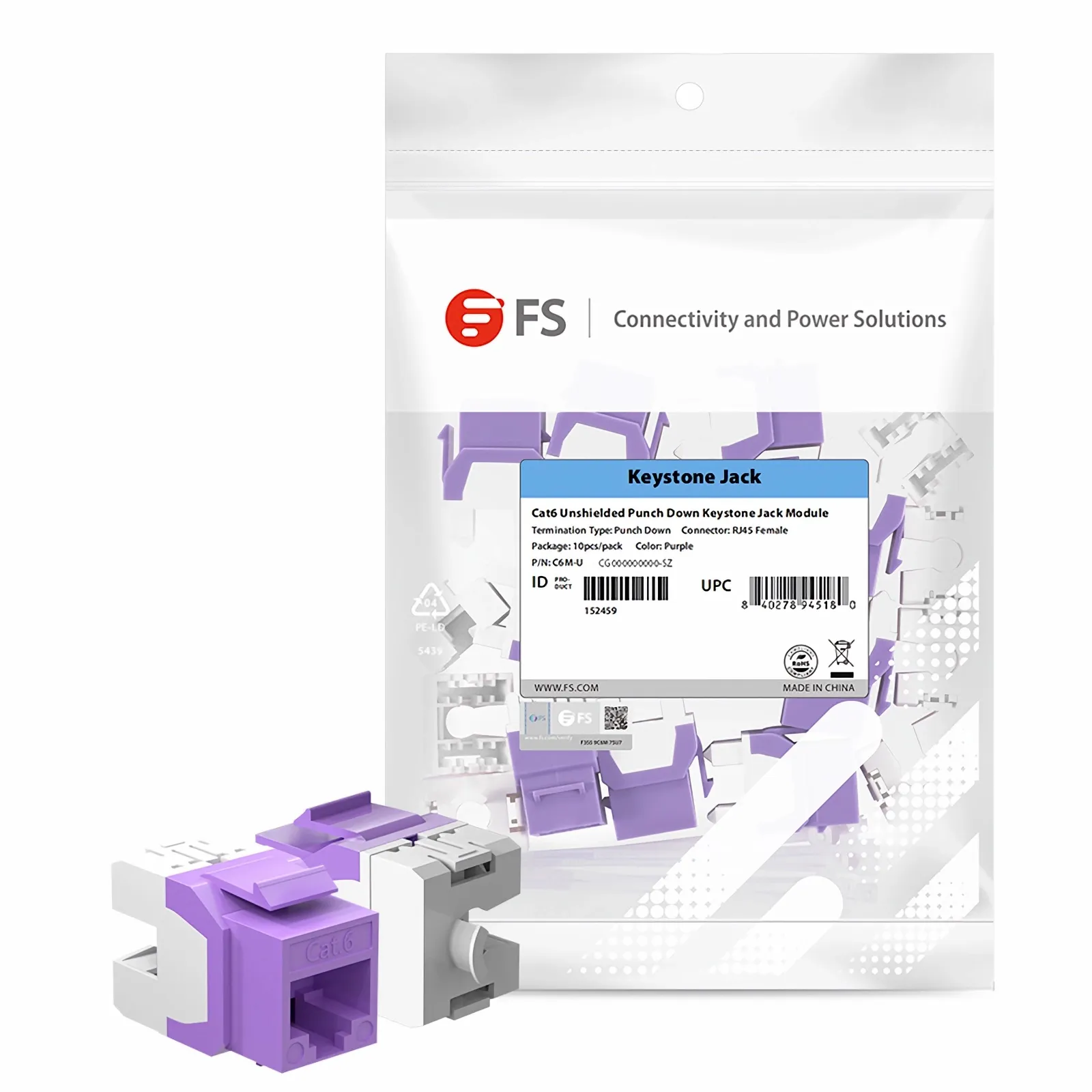 M&oacute;dulo Jack Keystone Cat5e Con Terminaci&oacute;n 110  Punchdown  Para Faceplate Color Negro