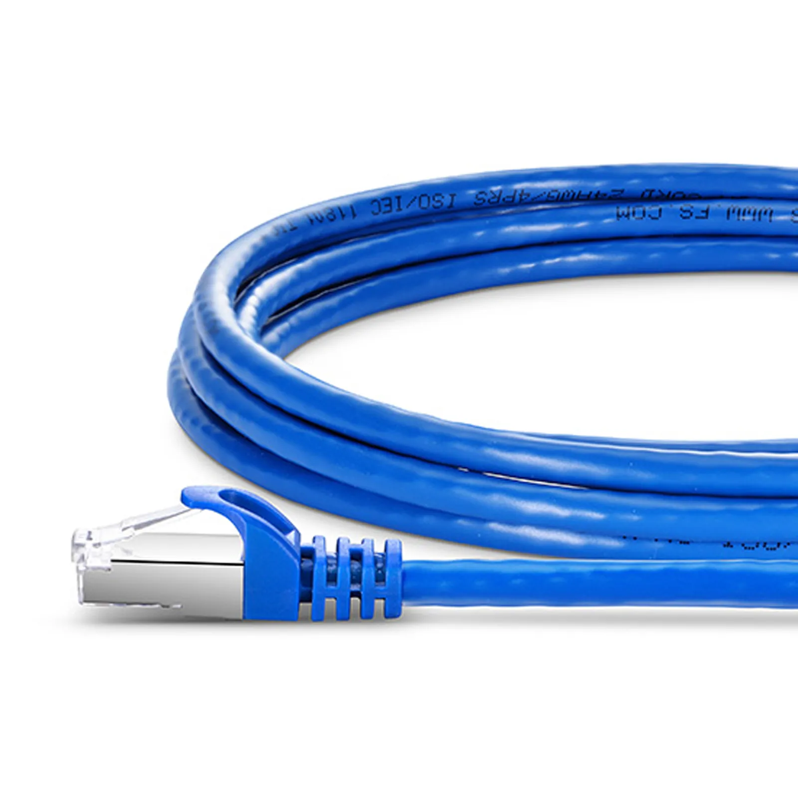 Unbranded Cat6A Shielded RJ45 Ethernet Patch Cable – 26AWG Solid Copper, Blue, 10-100FT Lot