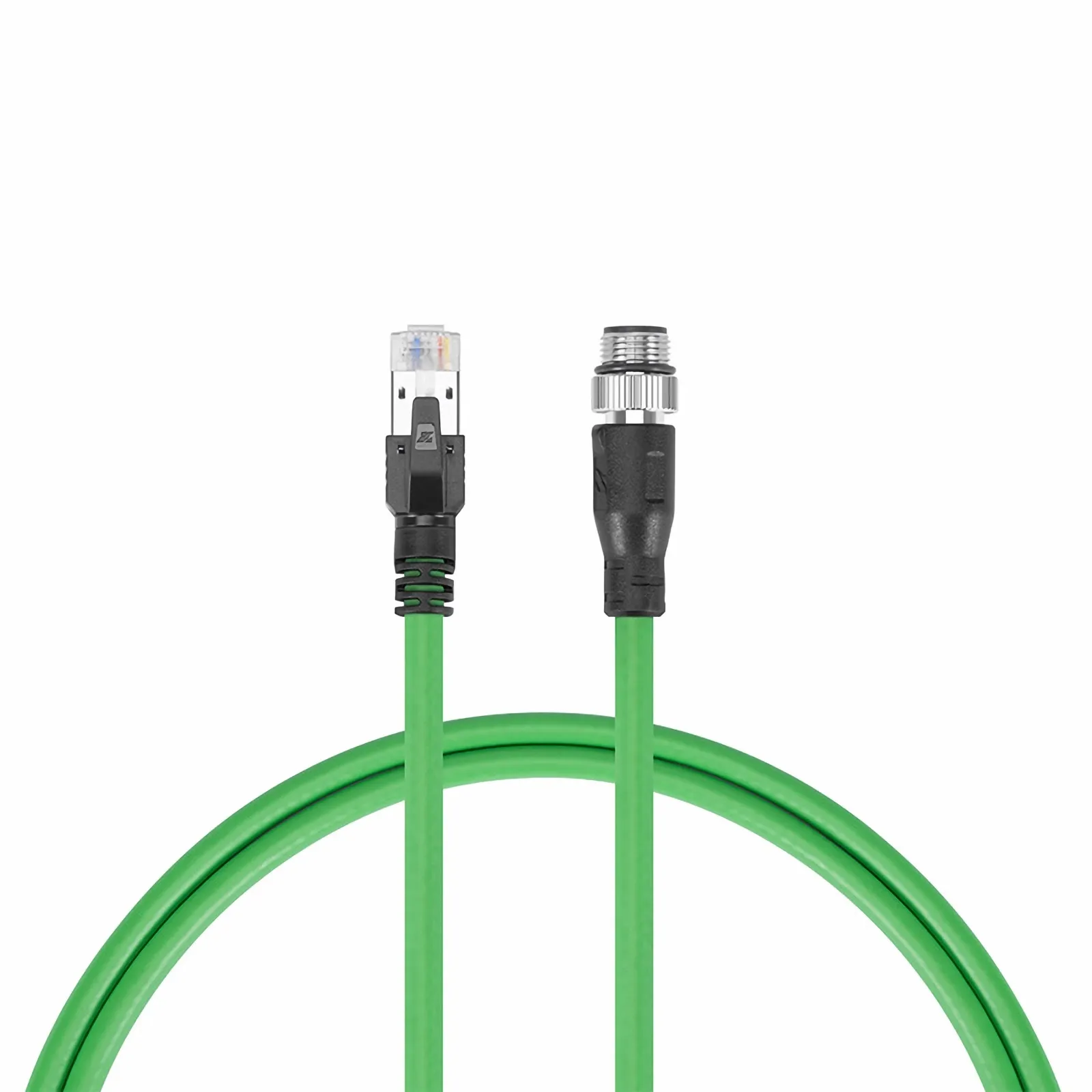 3.3ft (1m) Industrial M12D/4M to RJ45 Cordsets CAT5E-FTP PVC