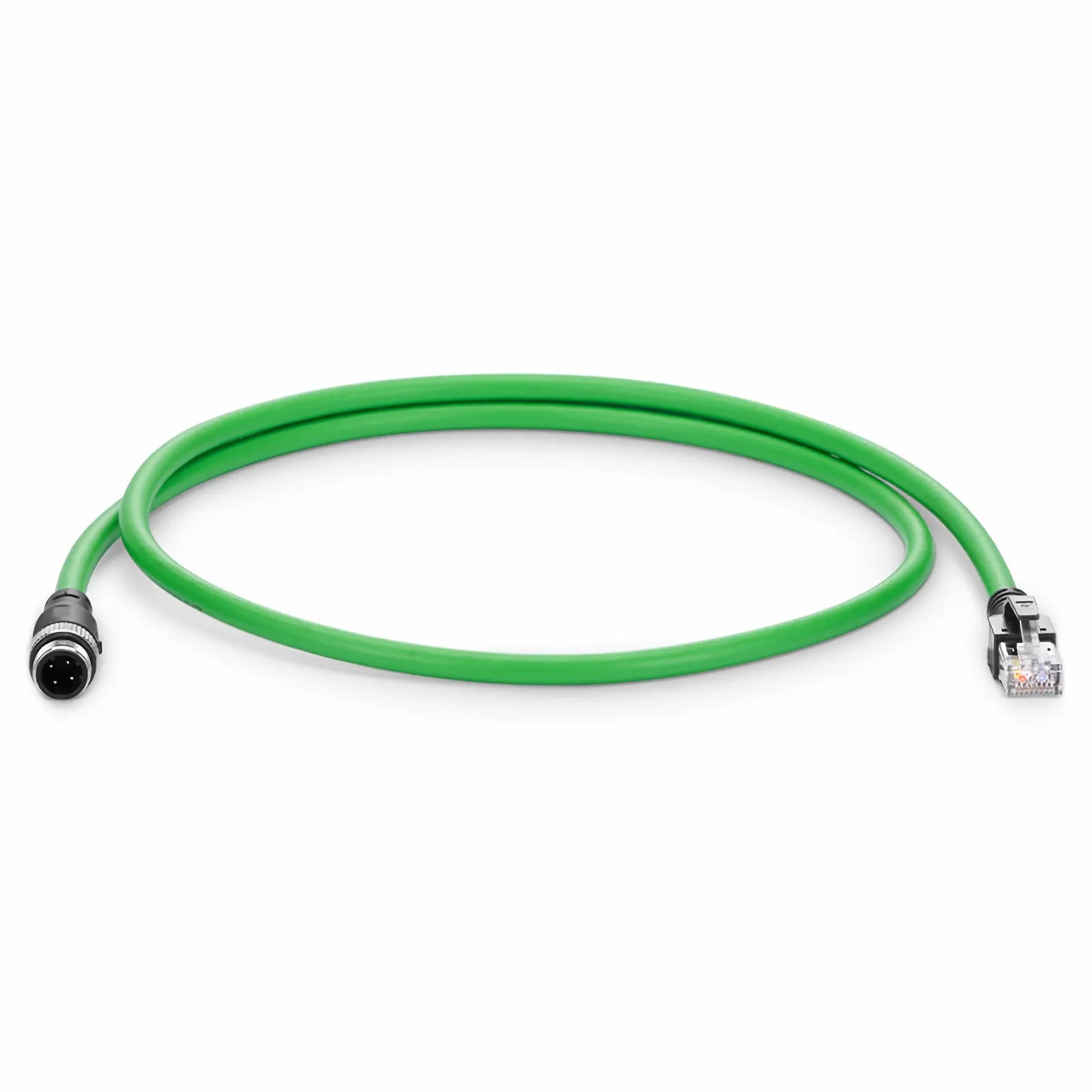 3.3ft (1m) Industrial M12D/4M to RJ45 Cordsets CAT7-FTP PVC