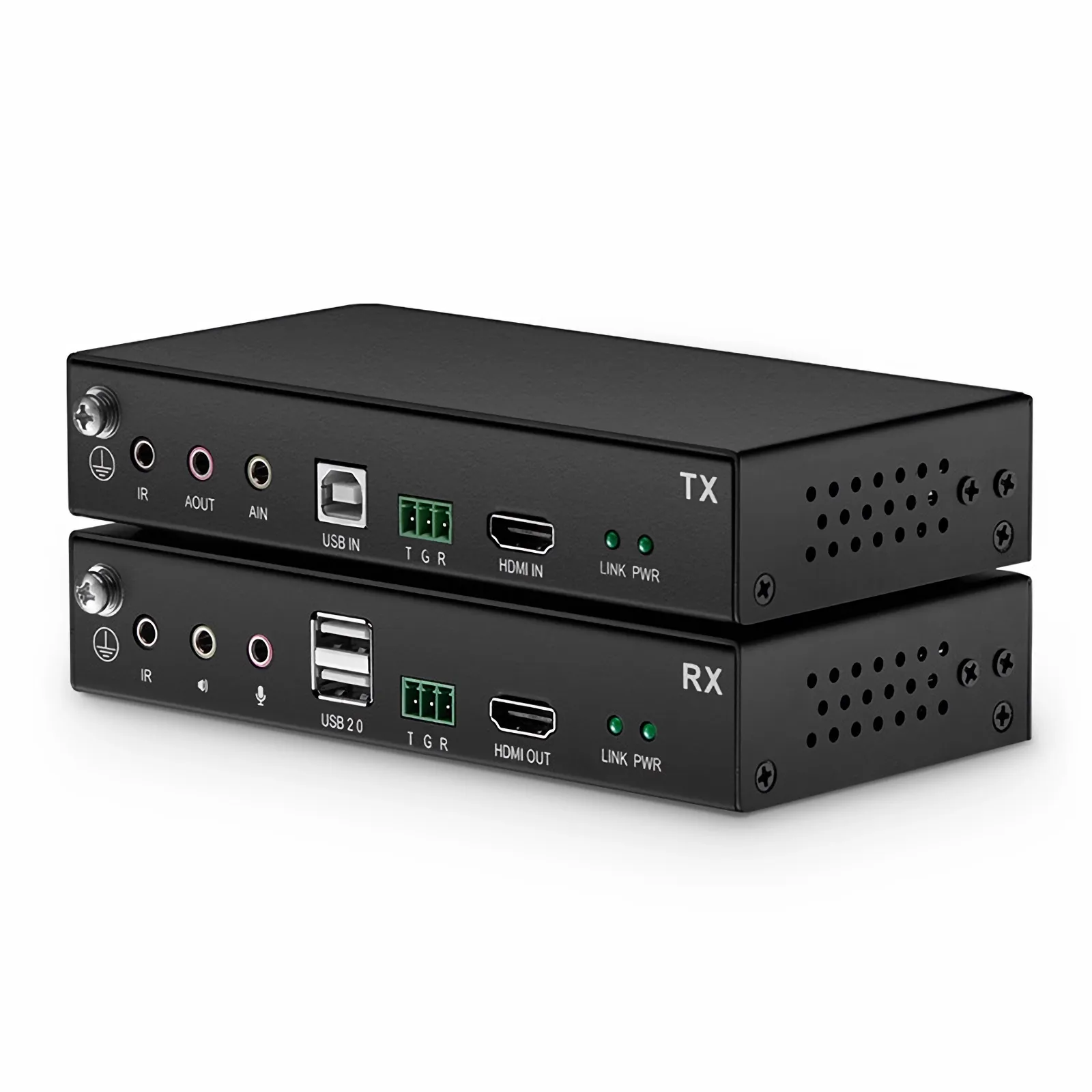 4K HDMI USB2.0 KVM Extender Set with Audio and HDCP over Single Mode Fiber for 10km, Multimode Fiber for 300m, and Cat5e/6/6a/7 Cable for 150m, 3840x 2160@30Hz