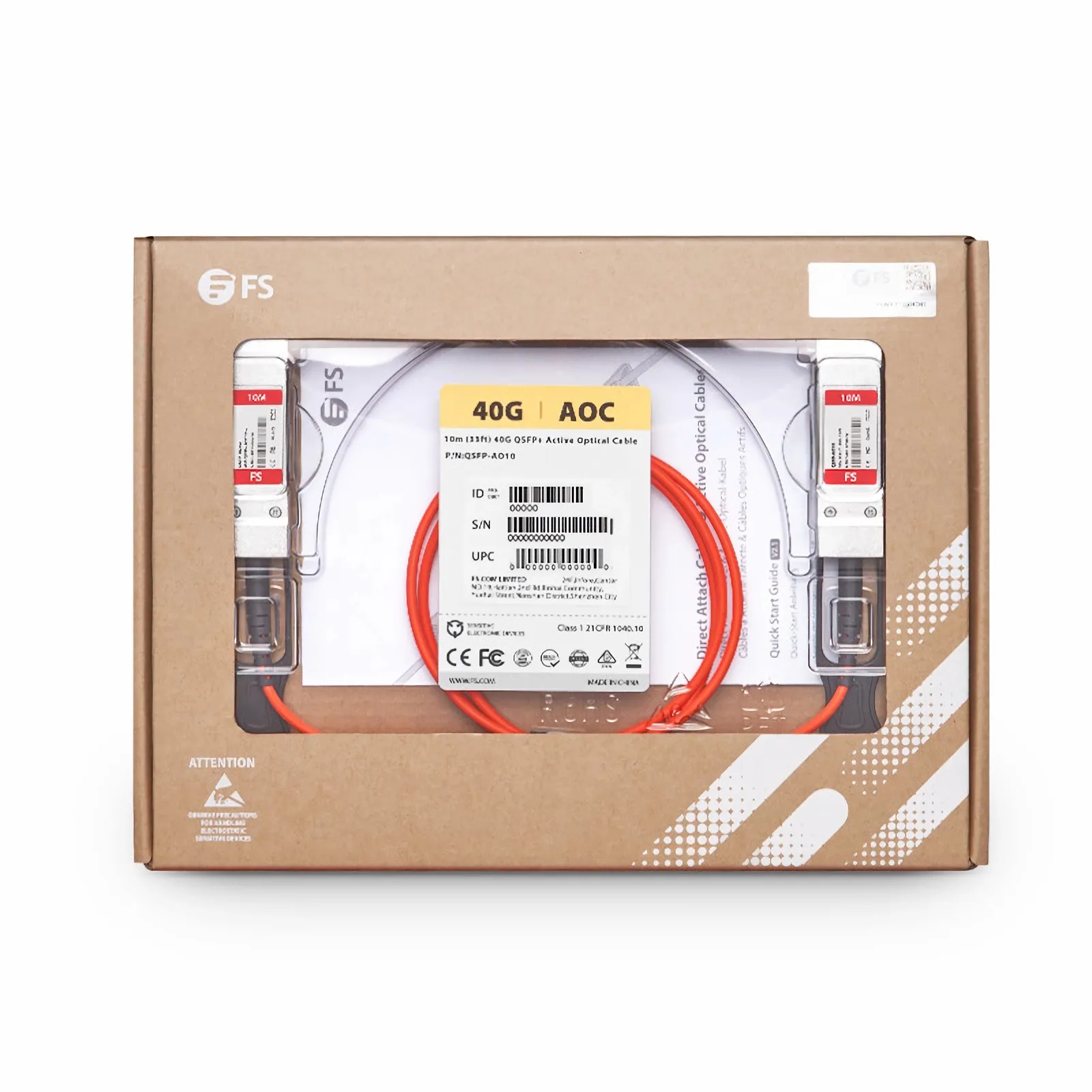 10m(32.8ft) 40G QSFP+ Active Optical Cable - FS.com