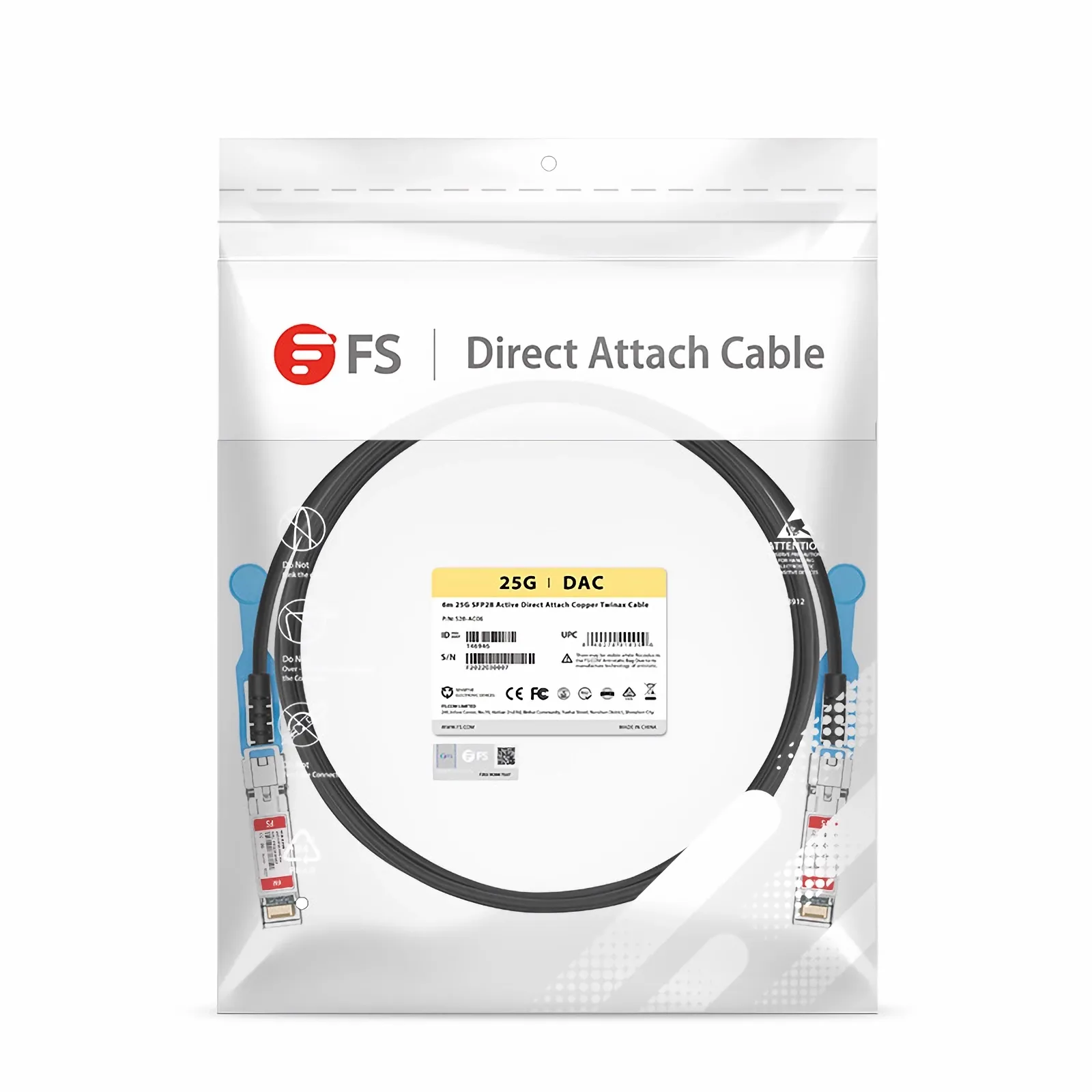 Cisco対応 6m(20ft) 25G SFP28 アクティブ銅製ツインアックスケーブル