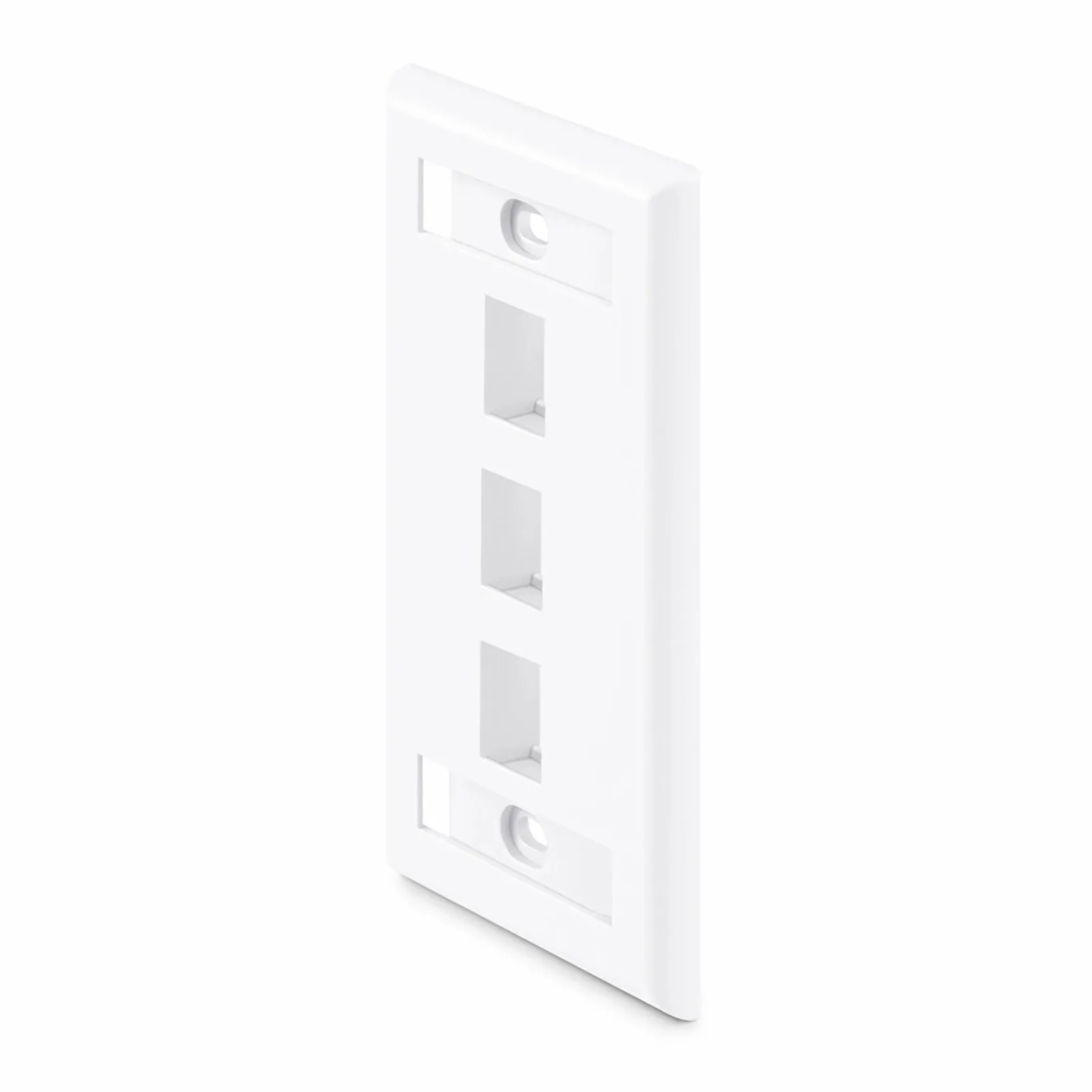 Single Gang Keystone Faceplate, Label Pockets, 3 Ports, White