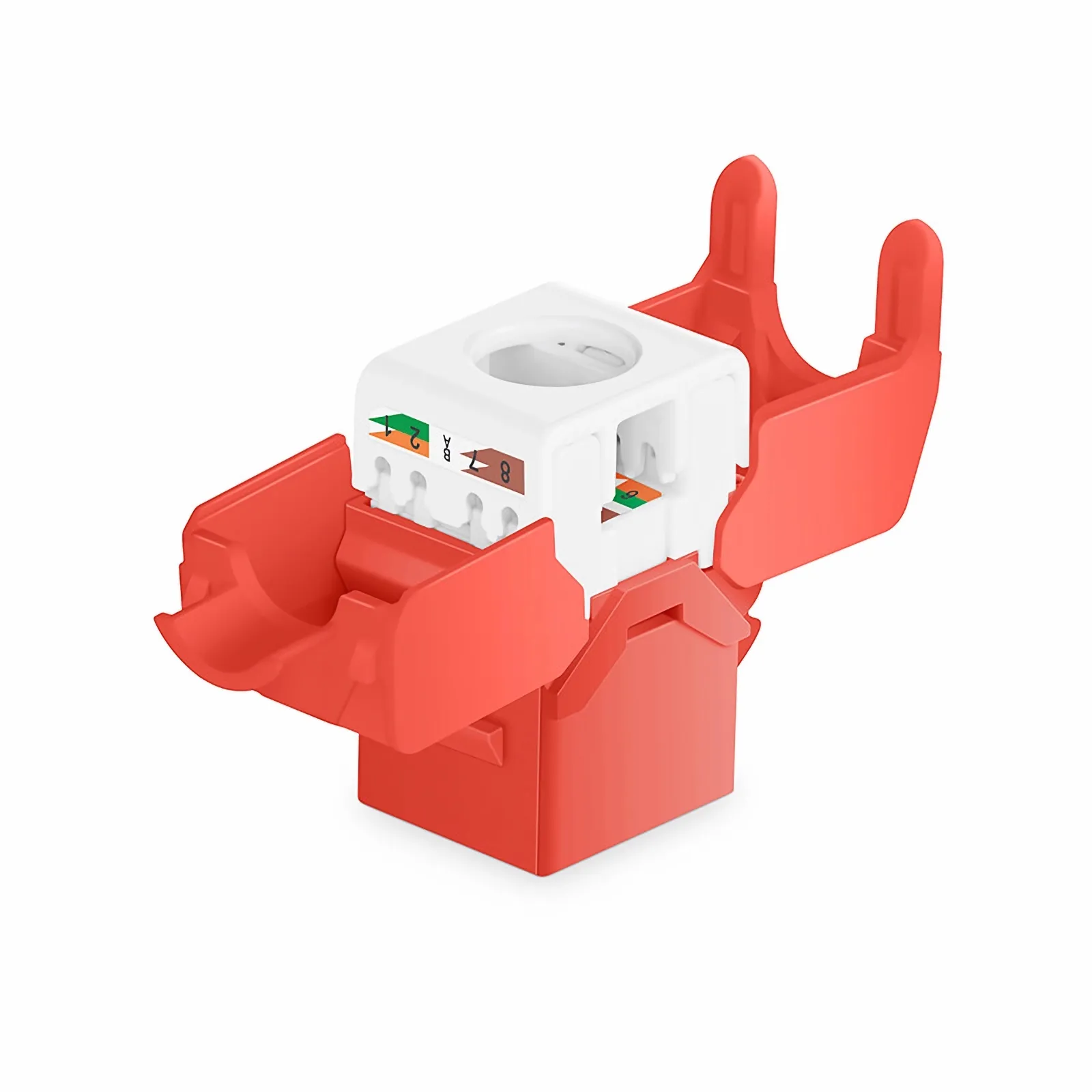 Cat5e RJ45 (8P8C) Unshielded Toolless Keystone Jack Module, Red