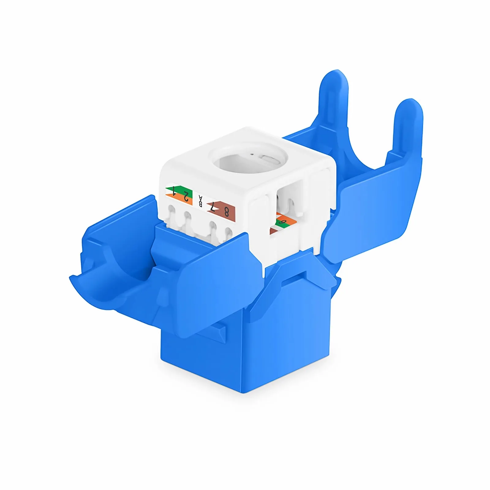 Cat6a RJ45 (8P8C) Unshielded Toolless Keystone Jack Module, Blue (10 pcs/Pack)