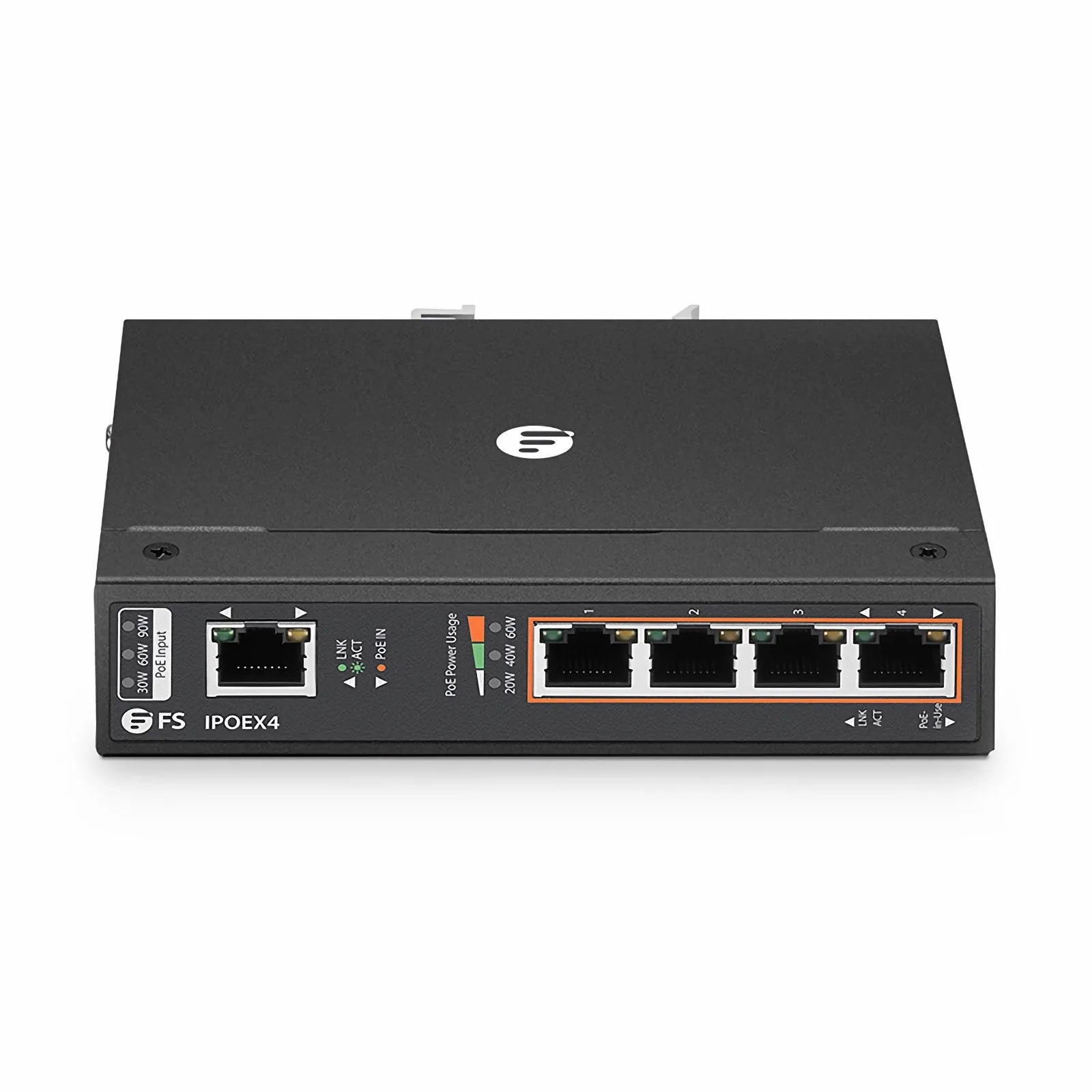 5 Ports 10/100/1000M Gigabit PoE+ Extender, 1 in 4 out, Din-rail/Wall mountable, IEEE 802.3at/802.3af, -40 to 75&deg;C