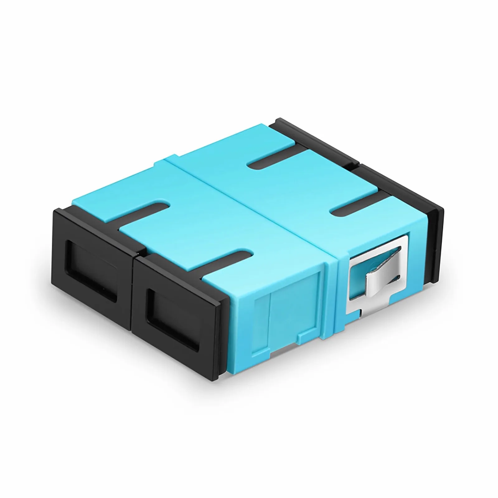 SC/UPC to SC/UPC Duplex OM3 Multimode Plastic Fiber Optic Adapter/Coupler without Flange, Aqua
