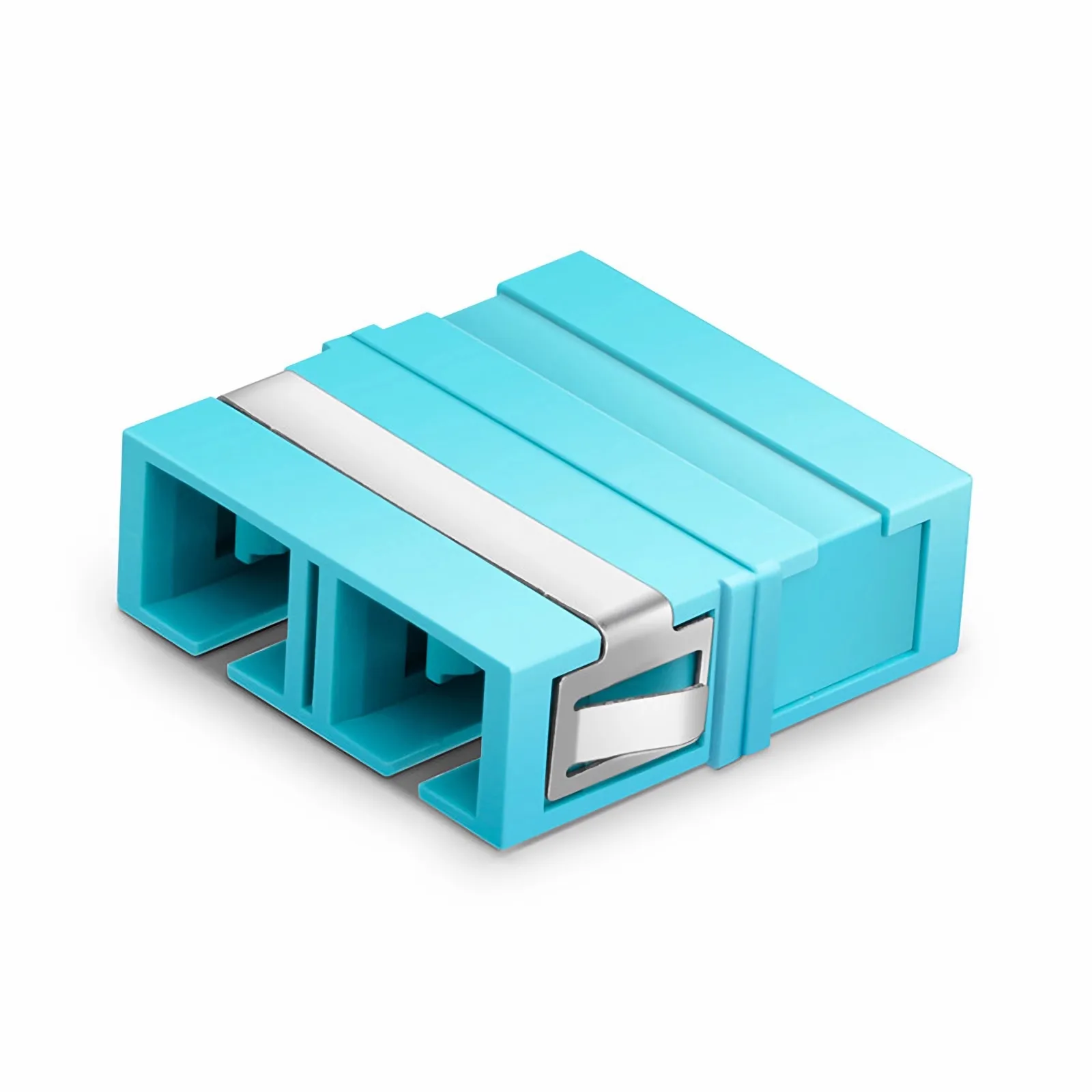 SC/UPC to SC/UPC Duplex OM3 Multimode Plastic Fiber Optic Adapter/Coupler without Flange, Aqua