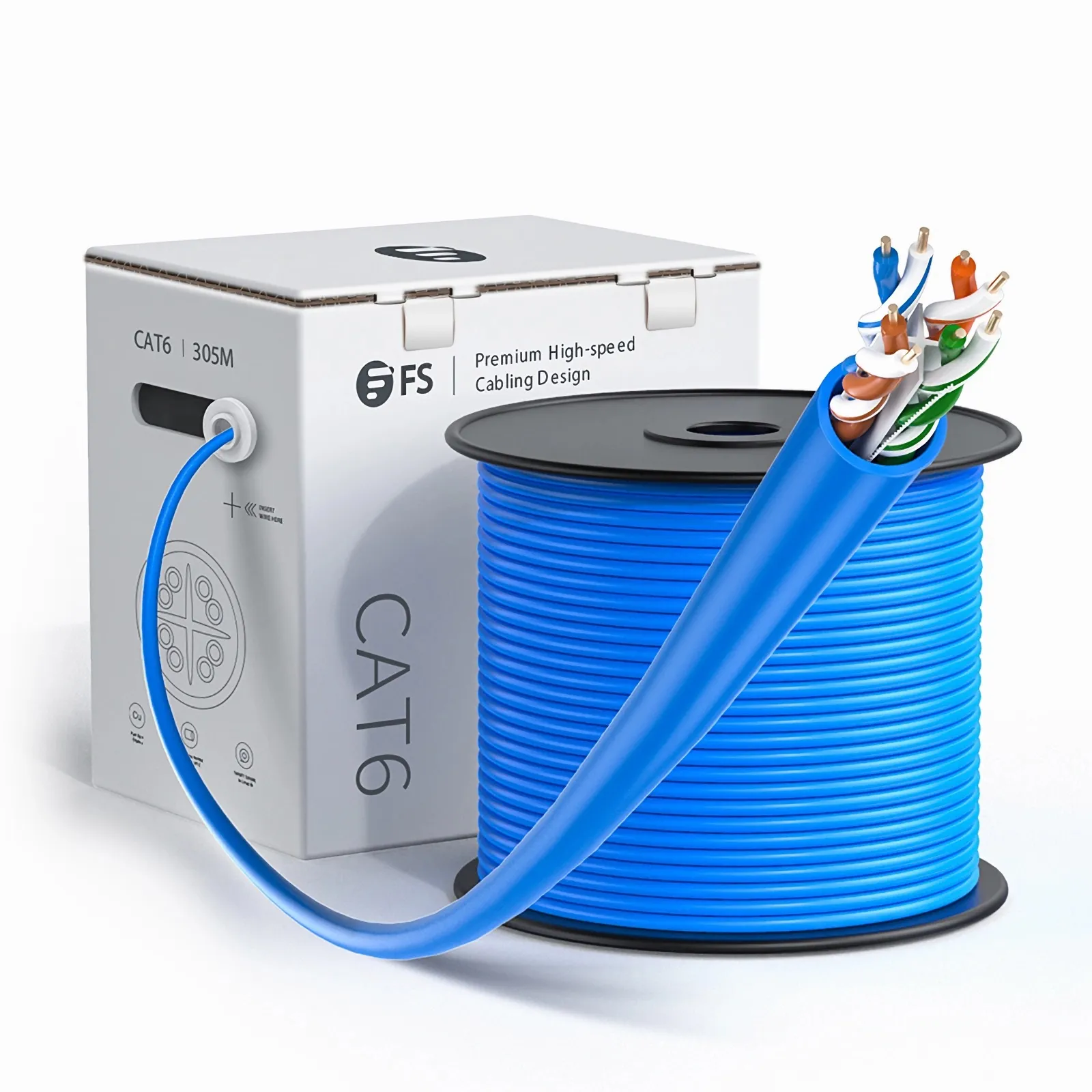 ネット　７ｍ×５，４ｍ 1000ft Cat6 Ethernet Cable Box, Plenum, 23AWG, Blue - FS