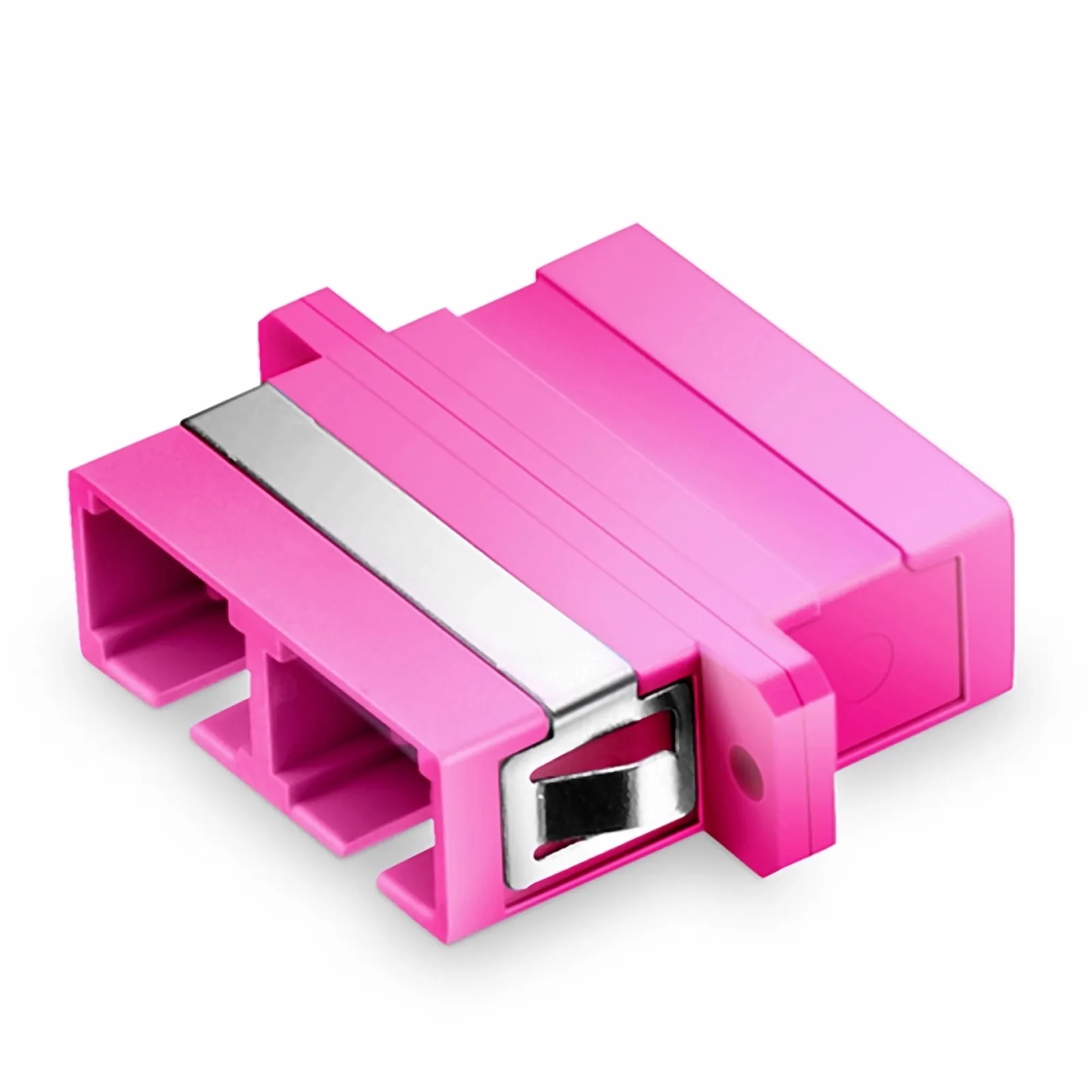 SC/UPC to SC/UPC Duplex OM4 Multimode Plastic Fiber Optic Adapter/Coupler with Flange, Violet